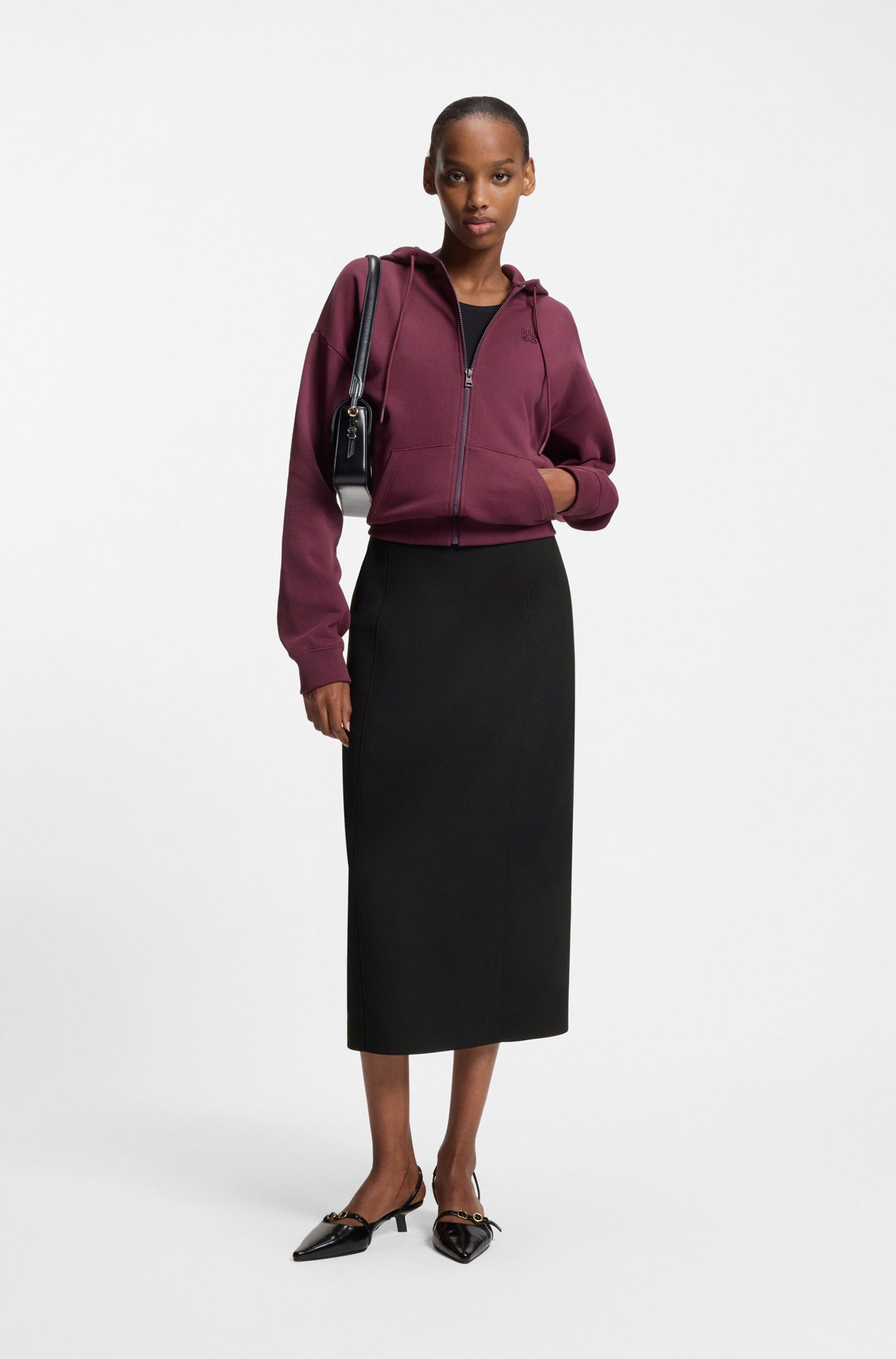 HUGO A-Linien-Rock Rahasi aus Stretch-Twill (1-tlg)