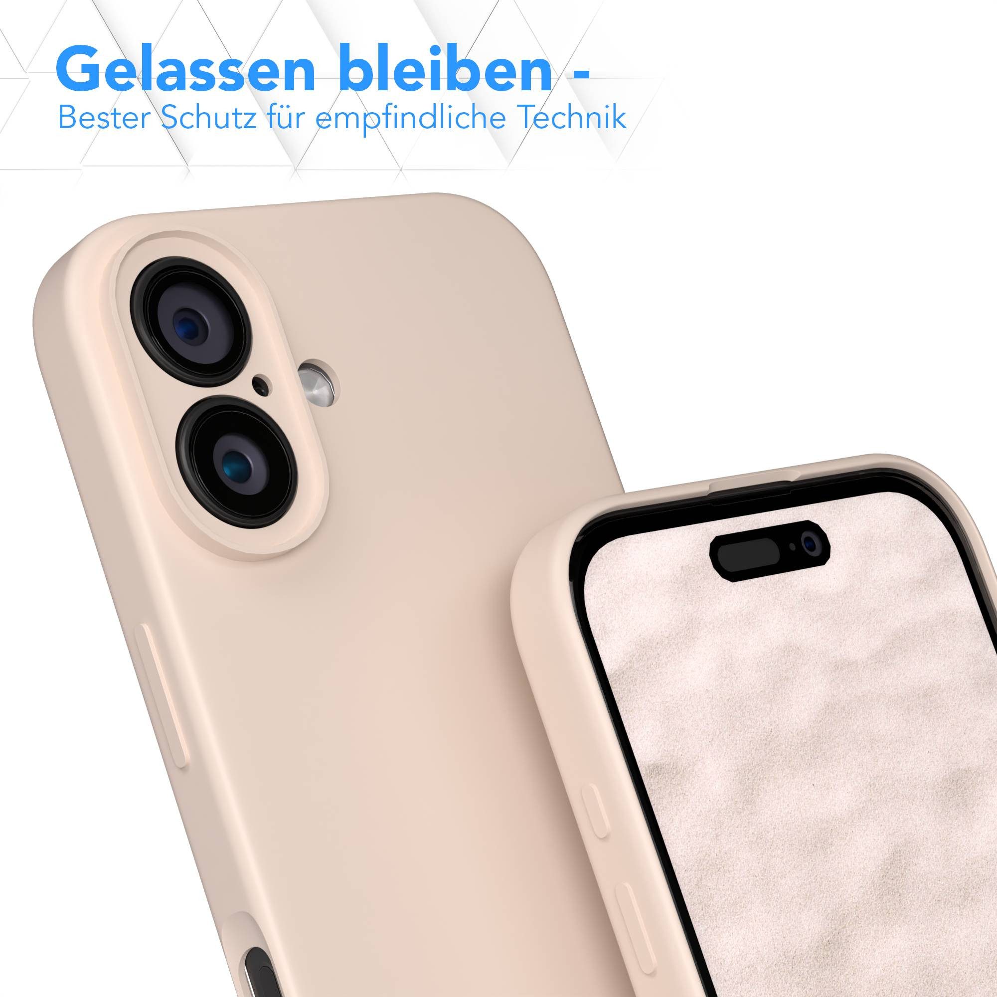 EAZY CASE Handyhülle für Apple iPhone 16 Hülle Silikon 6,1 Zoll, Bumper Case Matt Slimcover Silikonschutzhülle elastisch Taupe / Beige – Bild 4 von 5