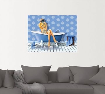 Artland Wandbild Das sexy blaue Badezimmer, Frau (1 St), als Leinwandbild, Poster, Wandaufkleber in verschied. Größen
