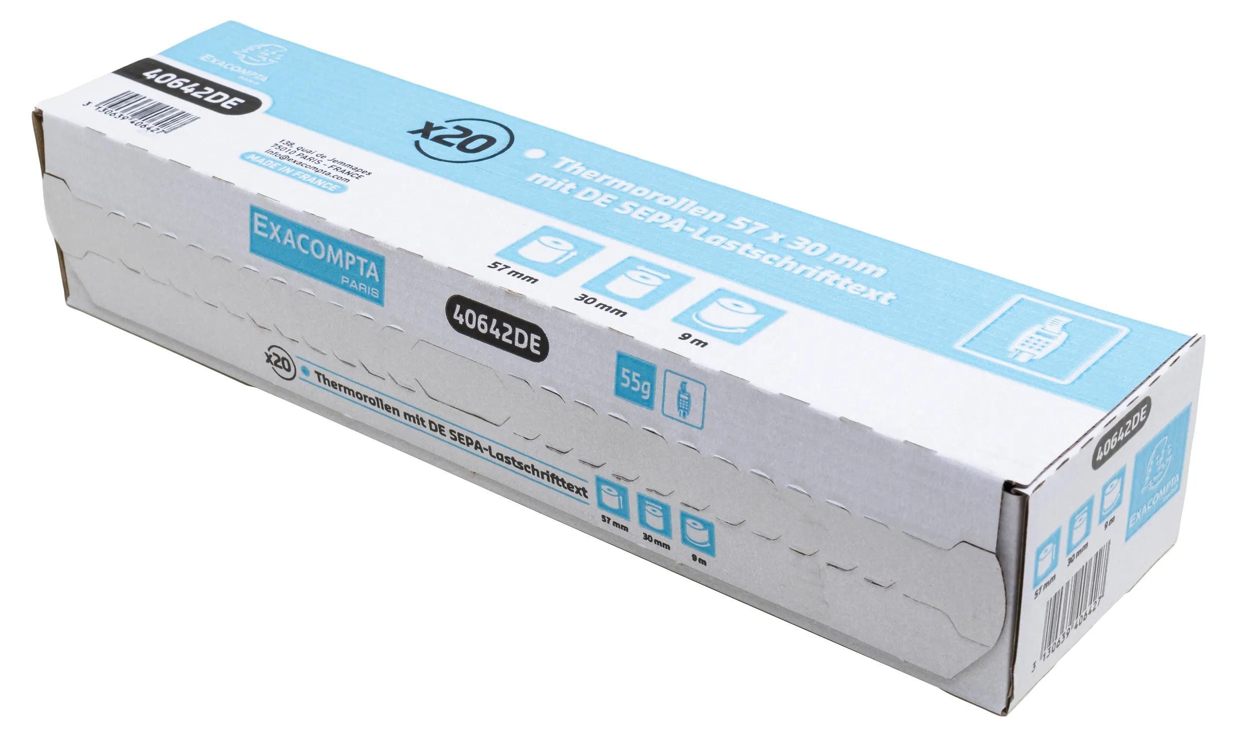EXACOMPTA Endlospapier 120x Thermorolle 1-lagig Lastschrift 55g/m2 57mmx30mmx12mm - 40642DE, Rollen Thermisches Papier
