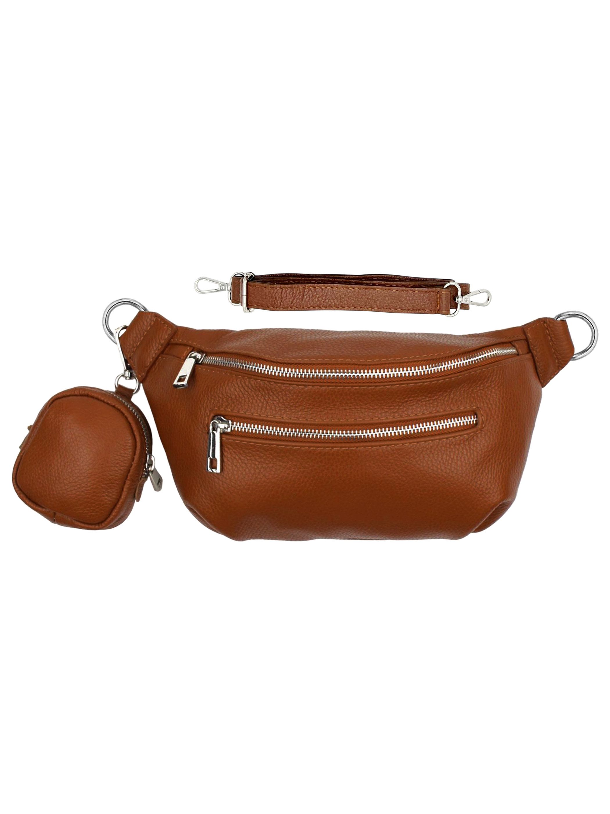 SEVA Gürteltasche Umhängetasche Damen Leder, Crossbody Schultertasche mit Portemonnaie (Vielen Farben), Festival Bauchtasche mit Geldbörse, Made in Italy