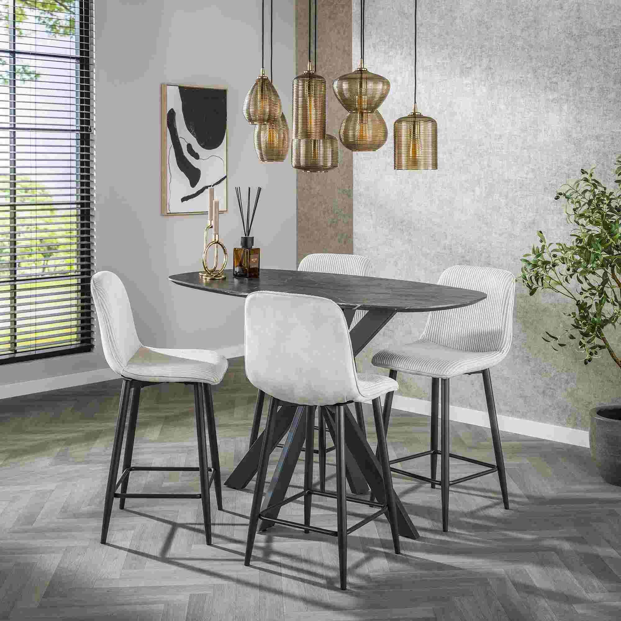 Feeling4Home Barhocker 2er-Set Barhocker Balurne mit Lehne - Cord-Bezug, Creme, Weicher und bequemer Stoff
