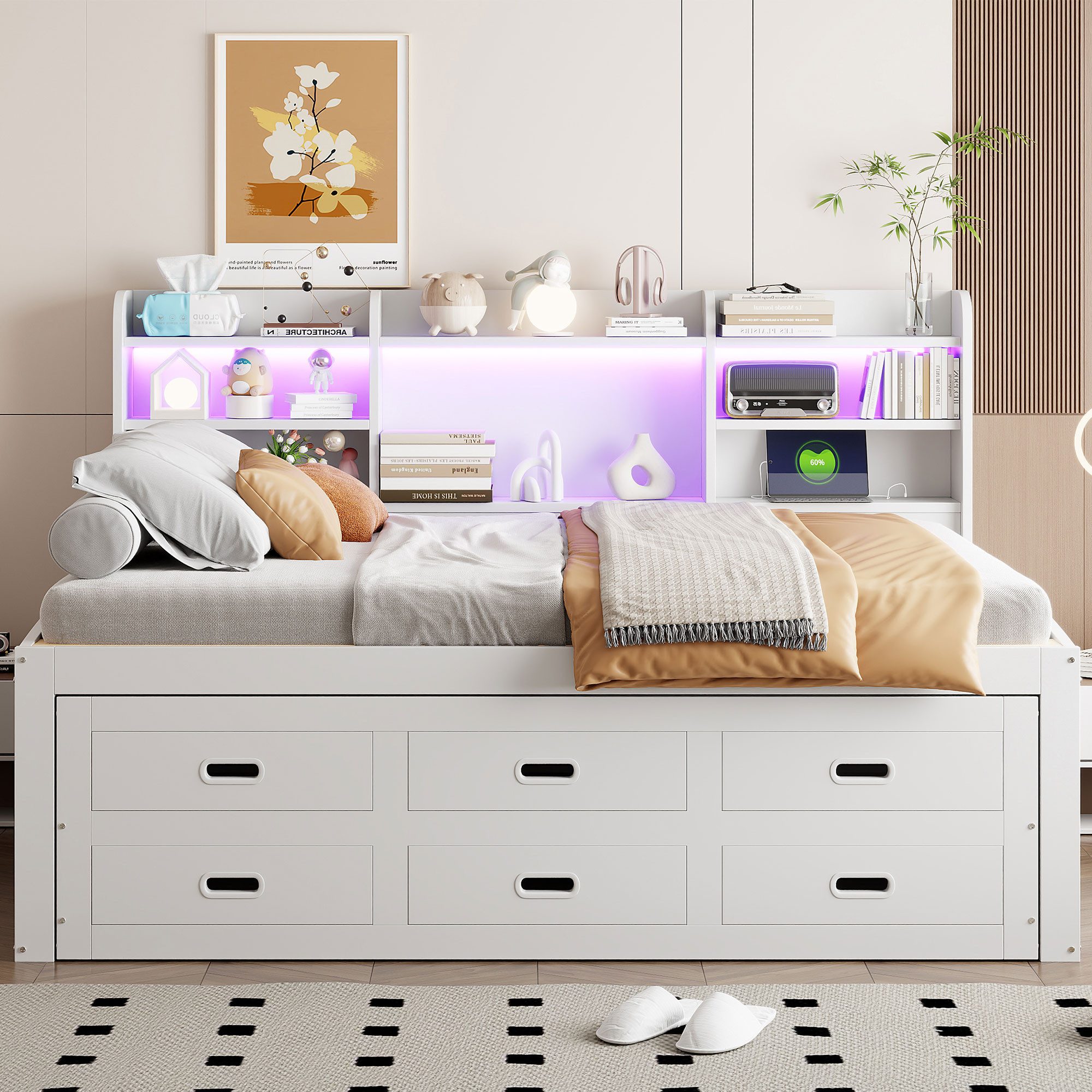 HAUSS SPOLE Schlafsofa 140 x 200cm mit Ausziehbett Led-fernbedienung, 3 sch günstig online kaufen