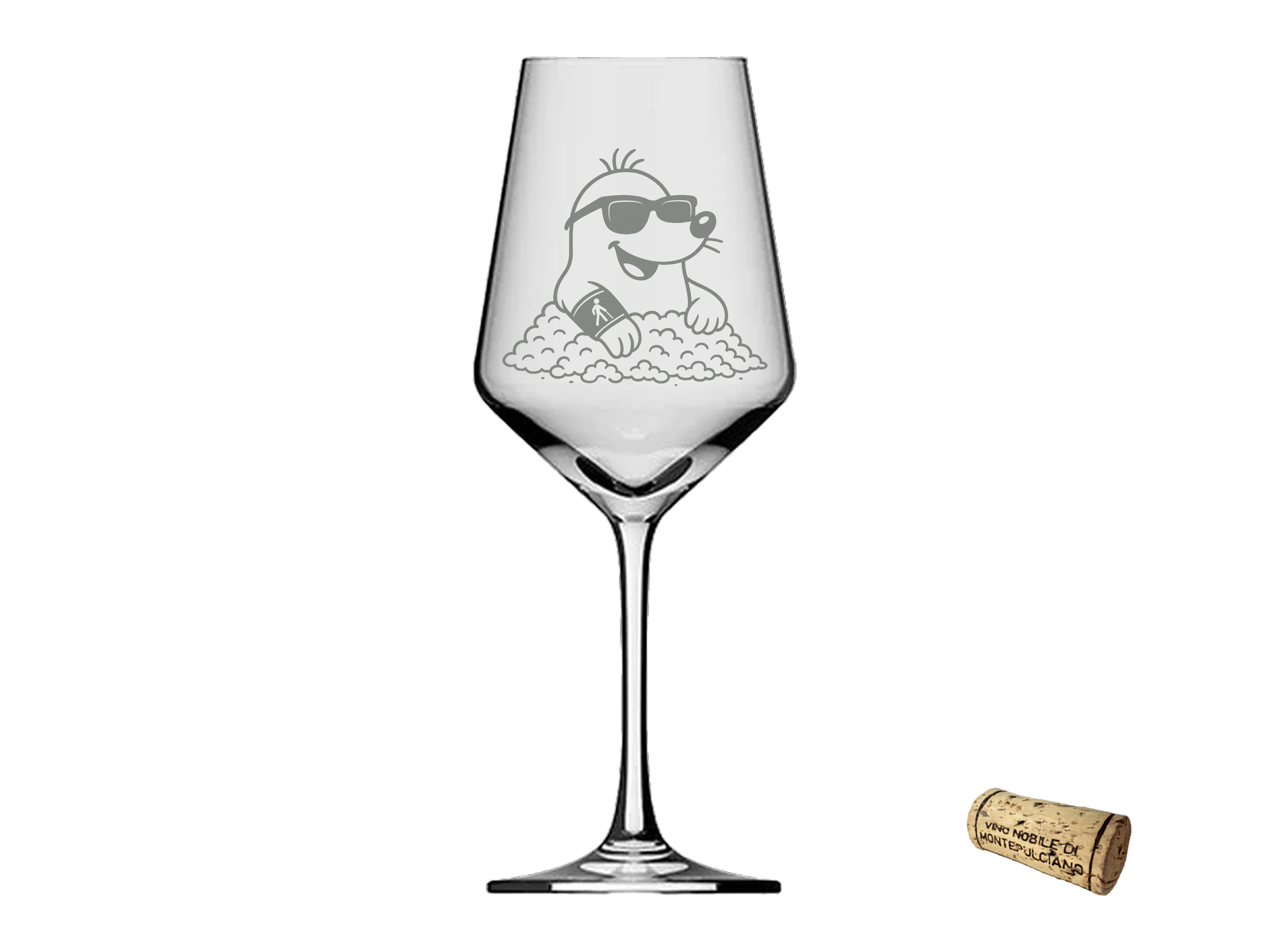 eXODA Weinglas Weinglas Gravur Maulwurf 350ml spülmaschinenfest für Weinliebhaber, 1-tlg., Glas, Atemberaubende Darstellung