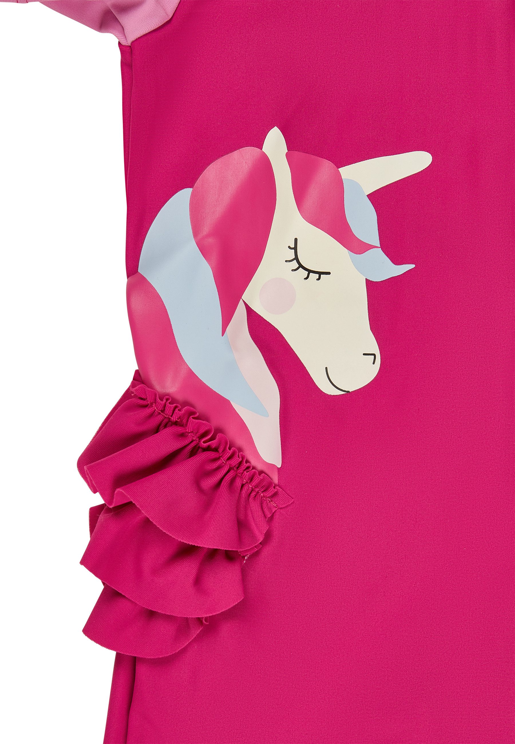 Sterntaler® Badeanzug UV-Schutz 50+ Schwimmanzug Einhorn (1-St) Schwimmanzug kurzarm Einhorn, Rüschen, Reißverschluss, Windeleinsatz