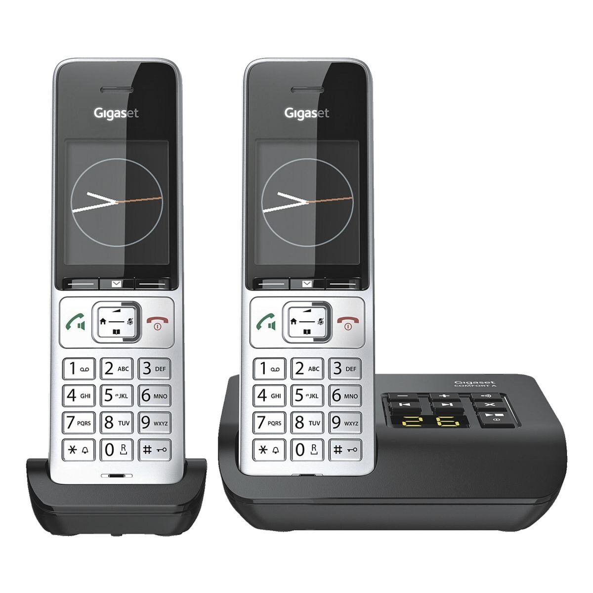 Gigaset COMFORT 500A Duo Schnurloses DECT-Telefon (Mobilteile: 2, mit integriertem AB und zusätzlichem Mobilteil)