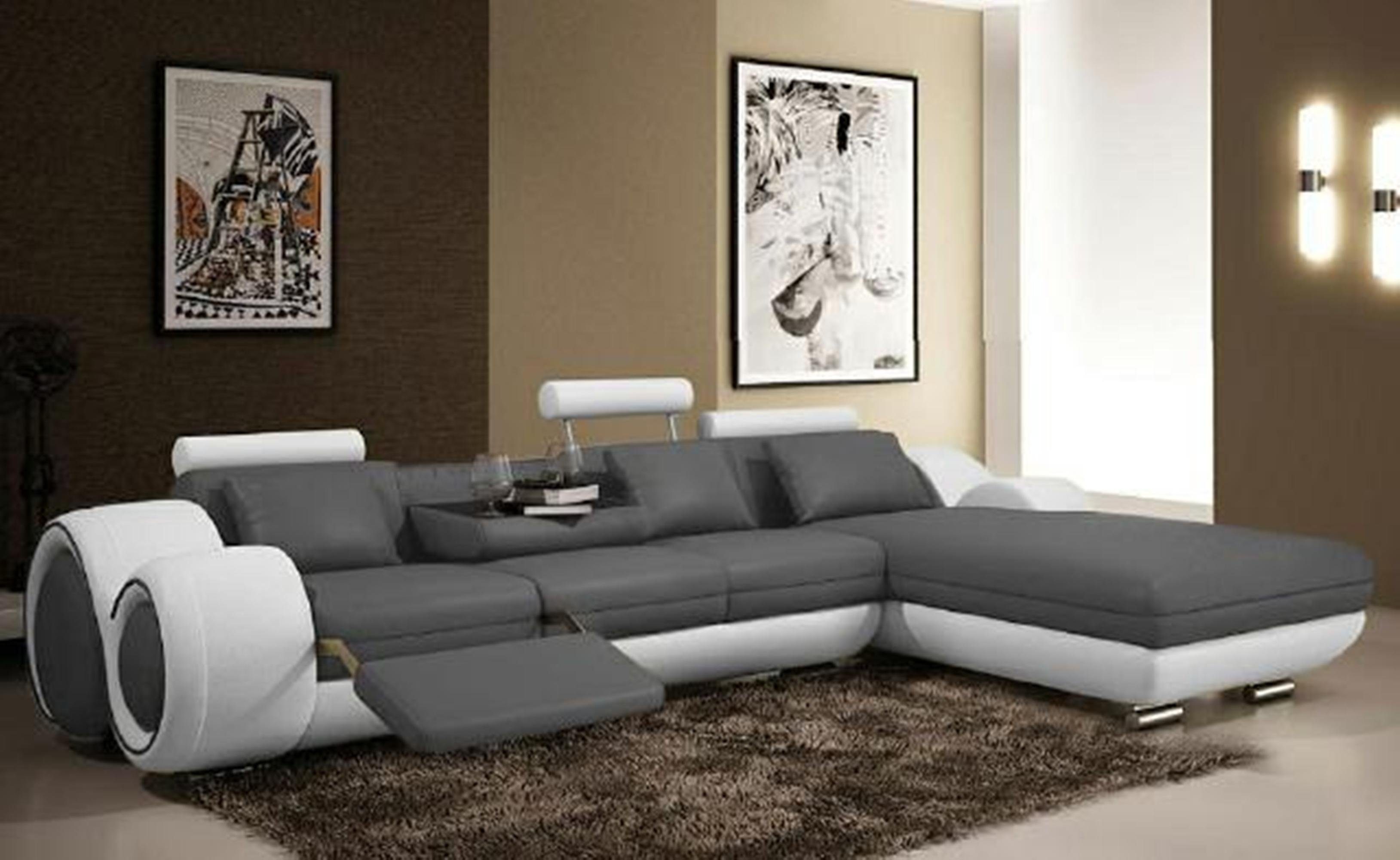 JVmoebel Ecksofa Modernes Grau-weiß in Ledersofa Sofa, Europe Wohnzimmer Couch Ecksofa Made Polster