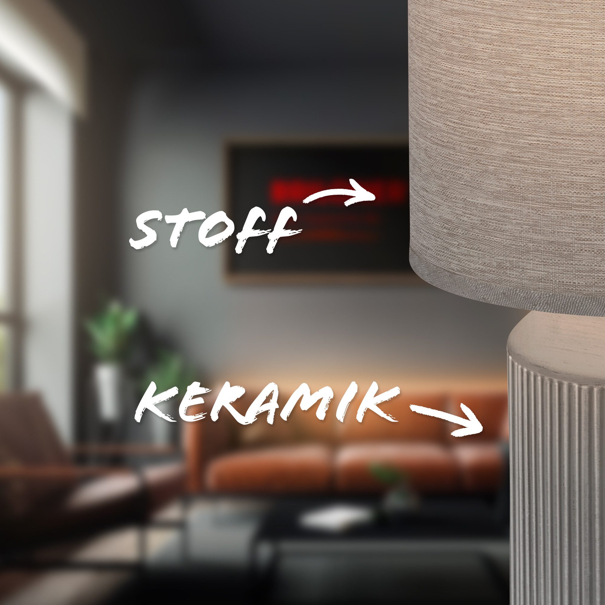 Briloner Leuchten Tischleuchte Tischlampe Extra-Warmweiß Schlafzimmer Wohnzimmer, ohne Leuchtmittel, 2700K - Extra - Warmweiß, Tischlampe 22 x 37,5 cm Braun max. 10W Schlafzimmer Wohnzimmer