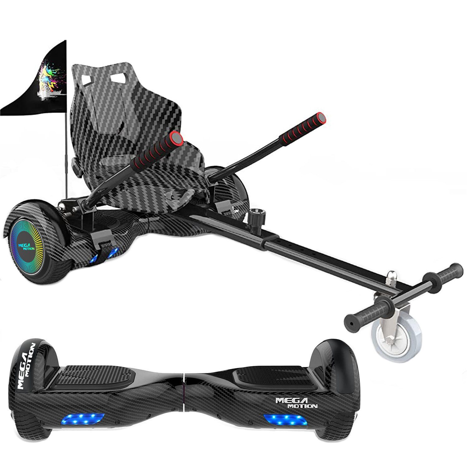 Mega Motion Balance Scooter Kart A03, 6.5" Ховерборды mit Hoverkart Bluetooth Lautsprecher LED-Light