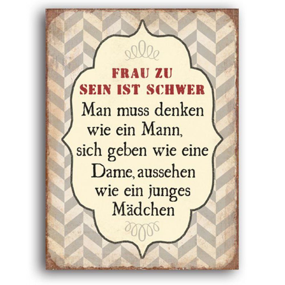 Metallbild Metallschild / Wandbild zum Hängen FRAU SEIN 35x26cm