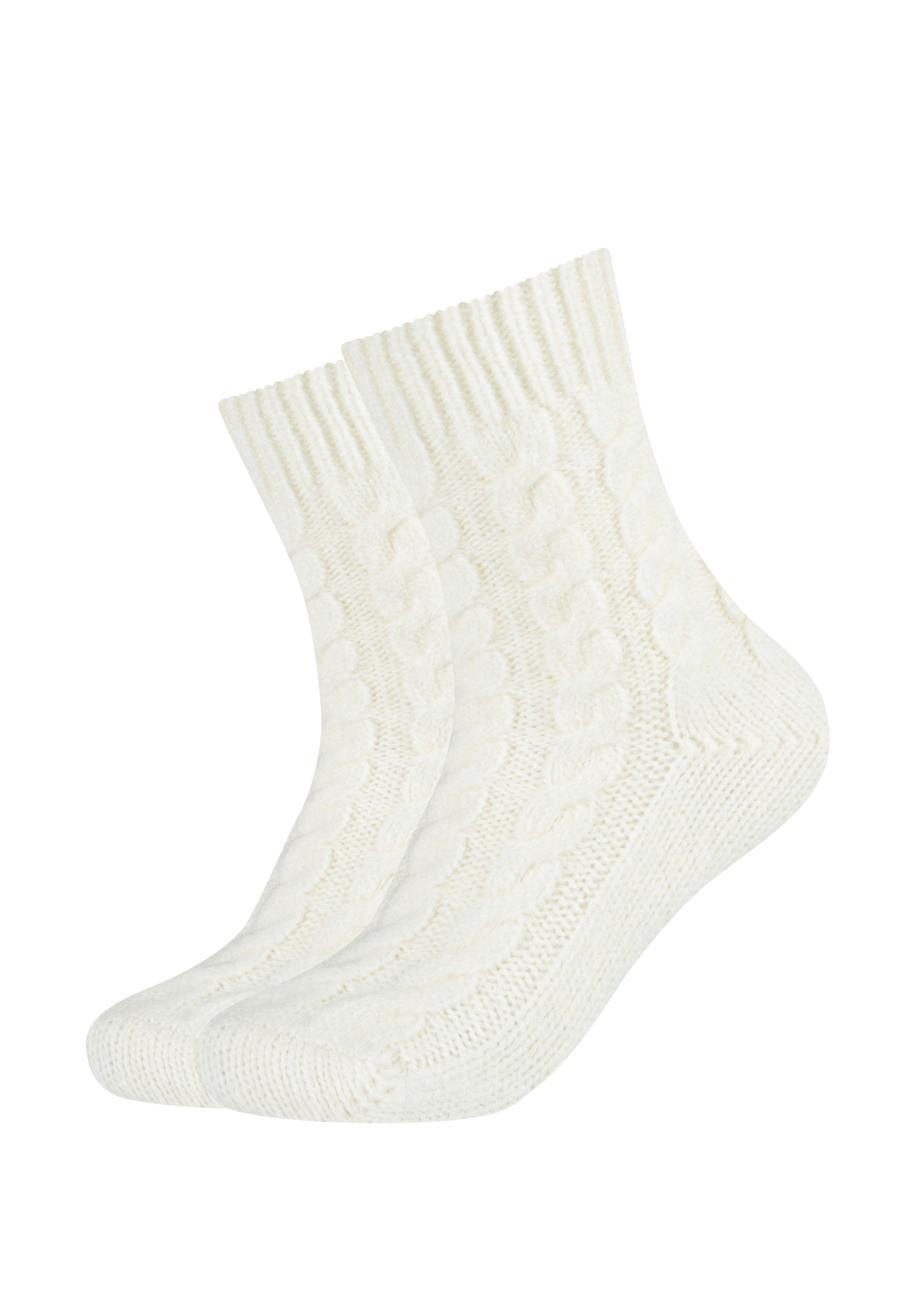 Camano Socken warm & cozy (2-Paar, 2 Paar) mit Zopfmuster, Rippenbündchen