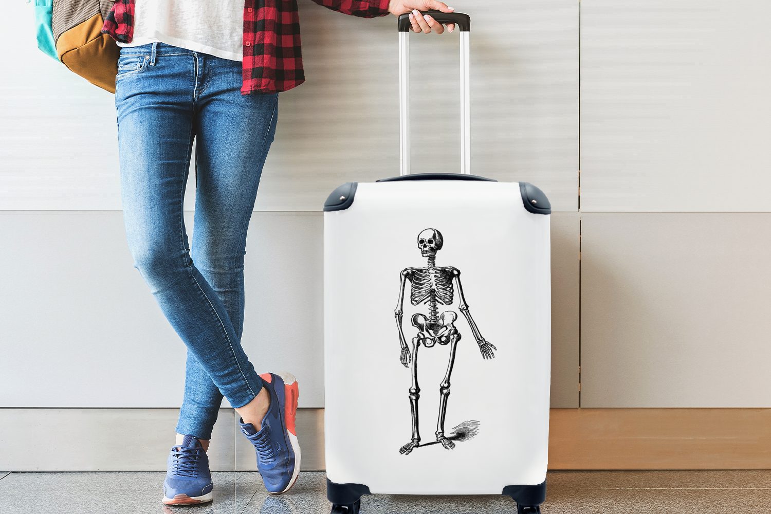 4 - Skelett Reisekoffer Rollen, Anatomie, MuchoWow Ferien, für Trolley, mit - rollen, Handgepäckkoffer Reisetasche Handgepäck Jahrgang