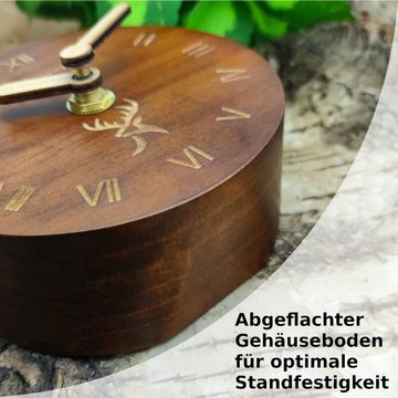 Holzwerk Tischuhr Holzwerk ASSLAR runde designer Holz Tisch Uhr, römische Ziffern, braun