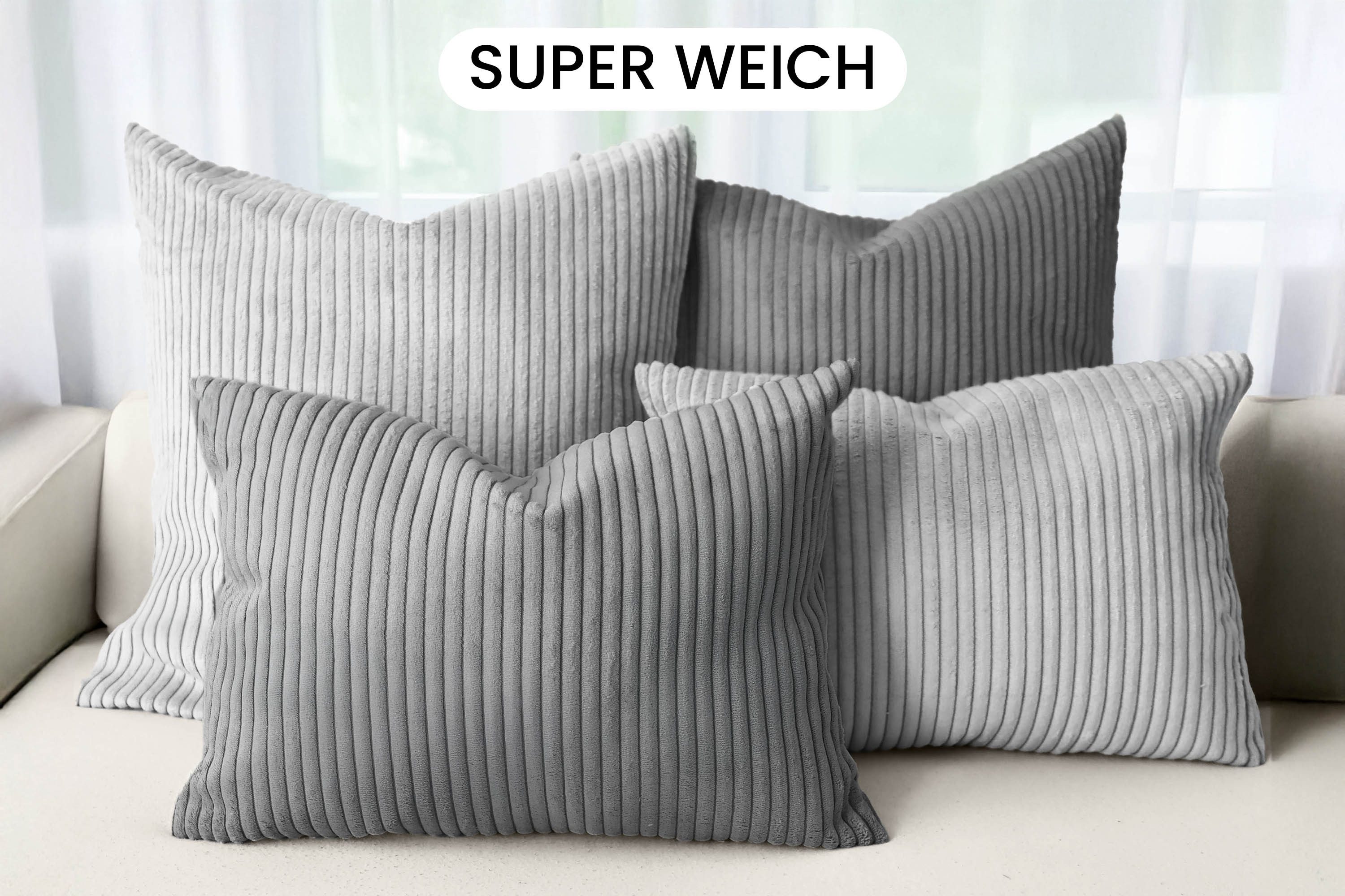 Amilian Dekokissen - Kissen Set 4er - Sofakissen mit Füllung 2x 50x50 + 2x 35x45cm, (4 Stück) Kuschelkissen - Zierkissen mit Kissenfüllung - Couchkissen