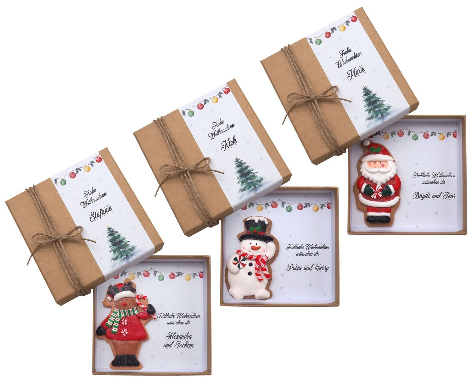 ZauberDeko Geschenkbox Geldgeschenk Verpacken Kraft Weihnacht Elch Weihnachtsmann Schneemann