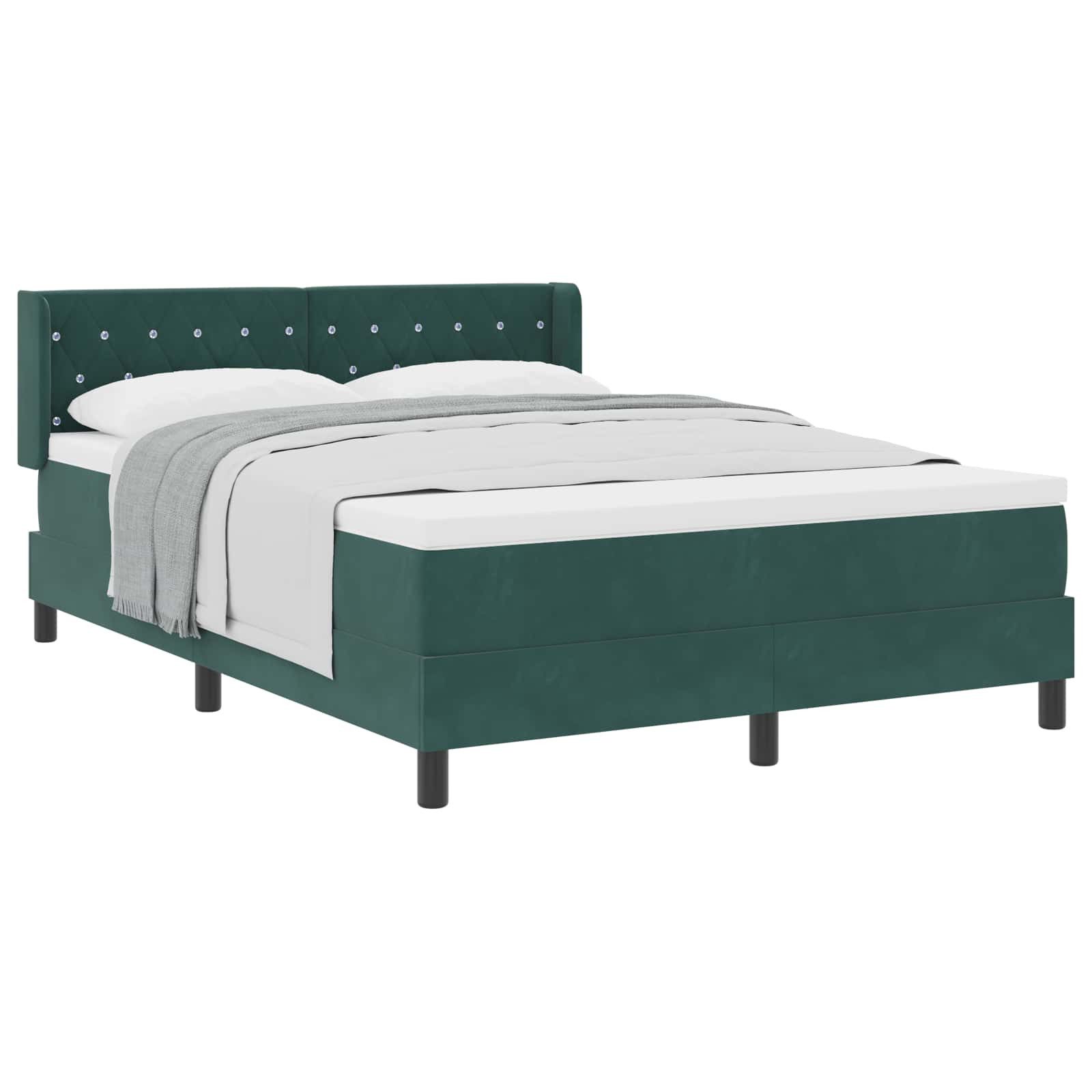 Bett Boxspringbett mit Kopfteil Dunkelgrün 200 x 140 cm Samt
