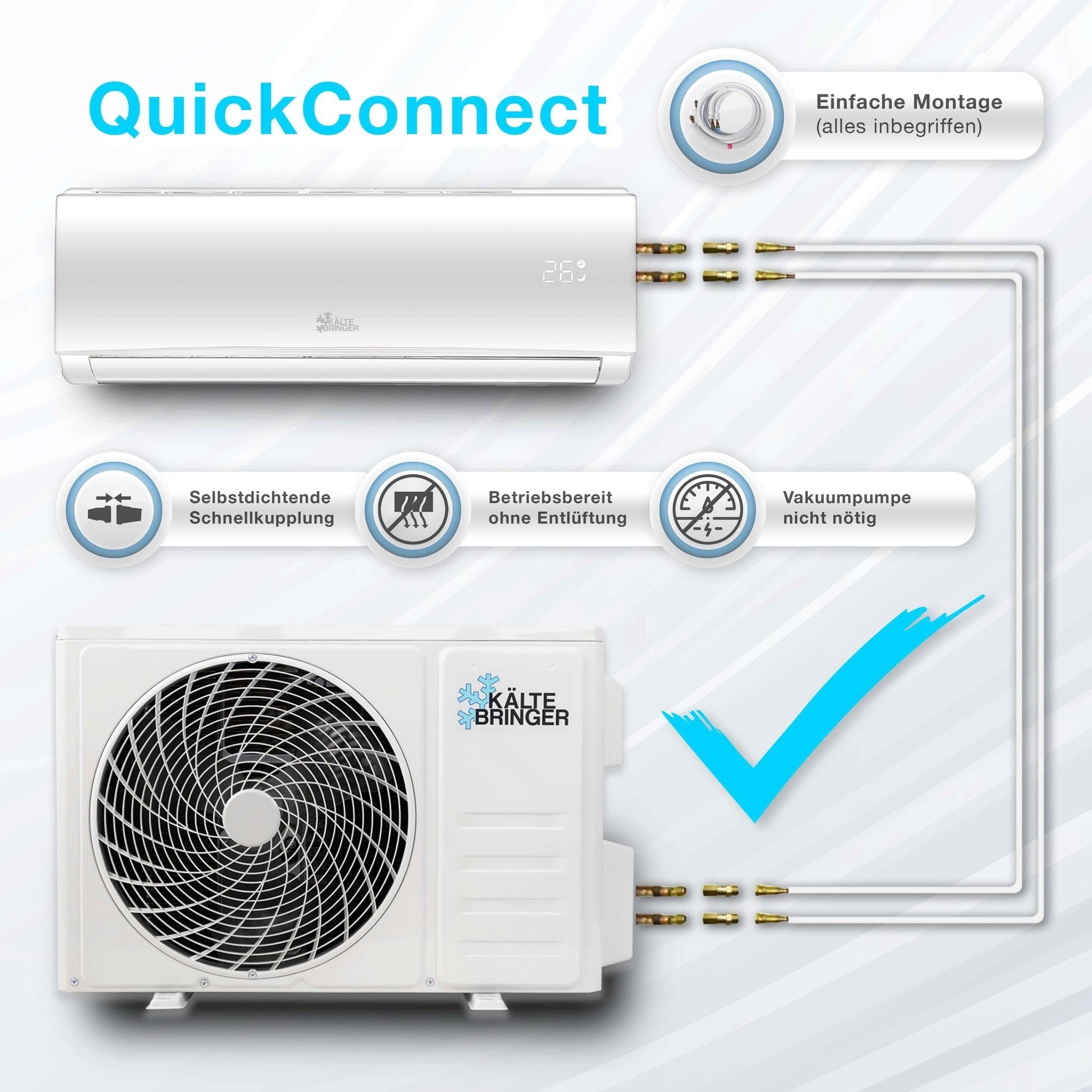 Set Kältebringer Connect Kühlen/Heizen, Smart Quick Split-Klimagerät KB34-QC, Split 3,4kW, Klimaanlage, Befestigung ohne App,