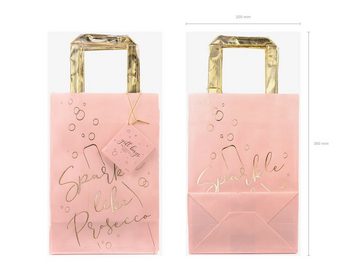 partydeco Geschenkpapier, Papiertüten mit Henkel 18x26x10cm rosa gold 6er Set