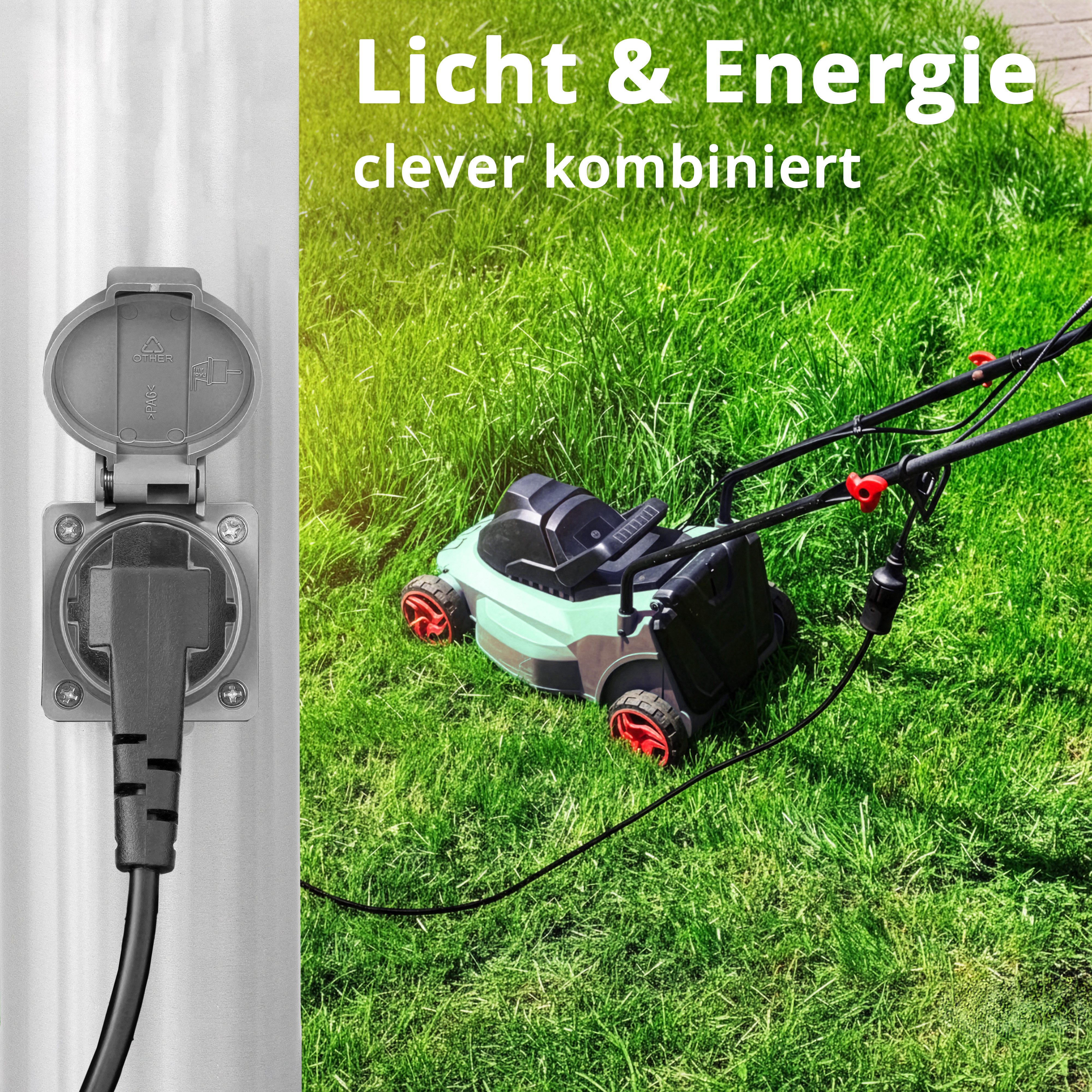 Grafner Sockelleuchten Wegleuchte mit 2 Außensteckdosen Edelstahl Gartenlampe 110cm, ohne Leuchtmittel