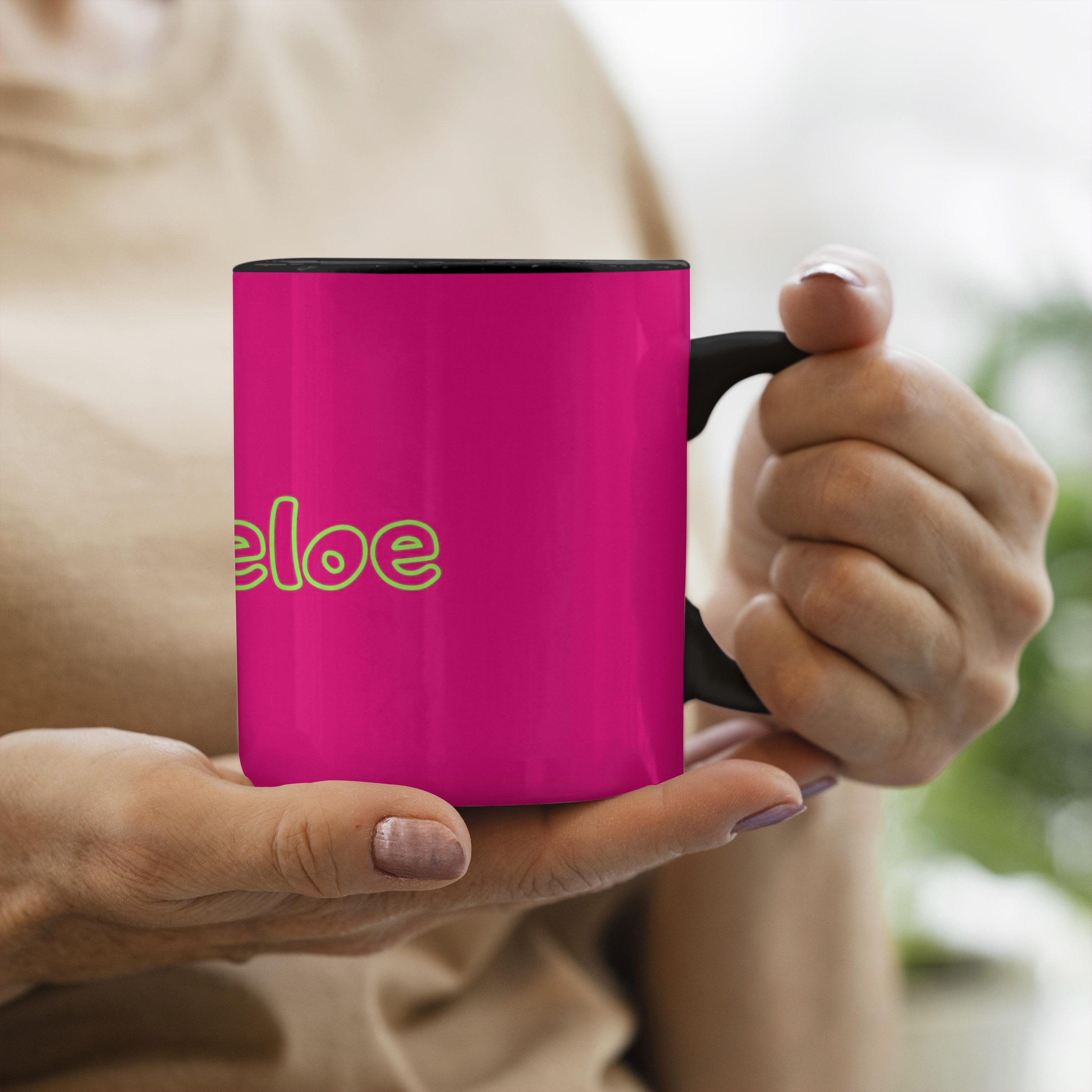 MuchoWow Tasse Zehentrenner - Grün - Rosa, 1-tlg., Keramik, Farbwechsel, Kaffee Tassen, Teetasse, Zaubertasse, Geschenk
