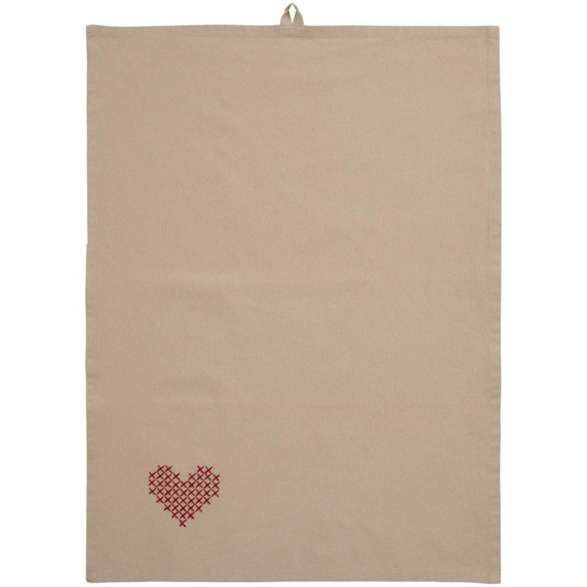 Ib Laursen Geschirrtuch Ib Laursen Geschirrtuch Tradition mit Herz in Kreuzstich (50x70cm)