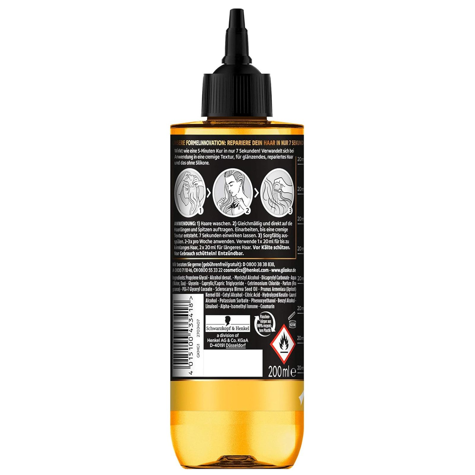 Gliss Kur Haarspülung Schwarzkopf Gliss Kur 7 Sec Express Repair Kur Oil Nutritive 200ml Haa