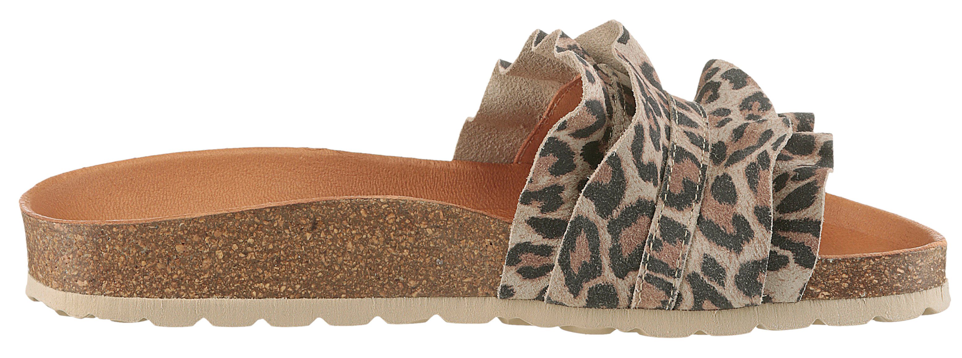 VERBENAS Rocio Roda Pantolette Sommerschuh, Flat mit geschwungenen Laschenstoff