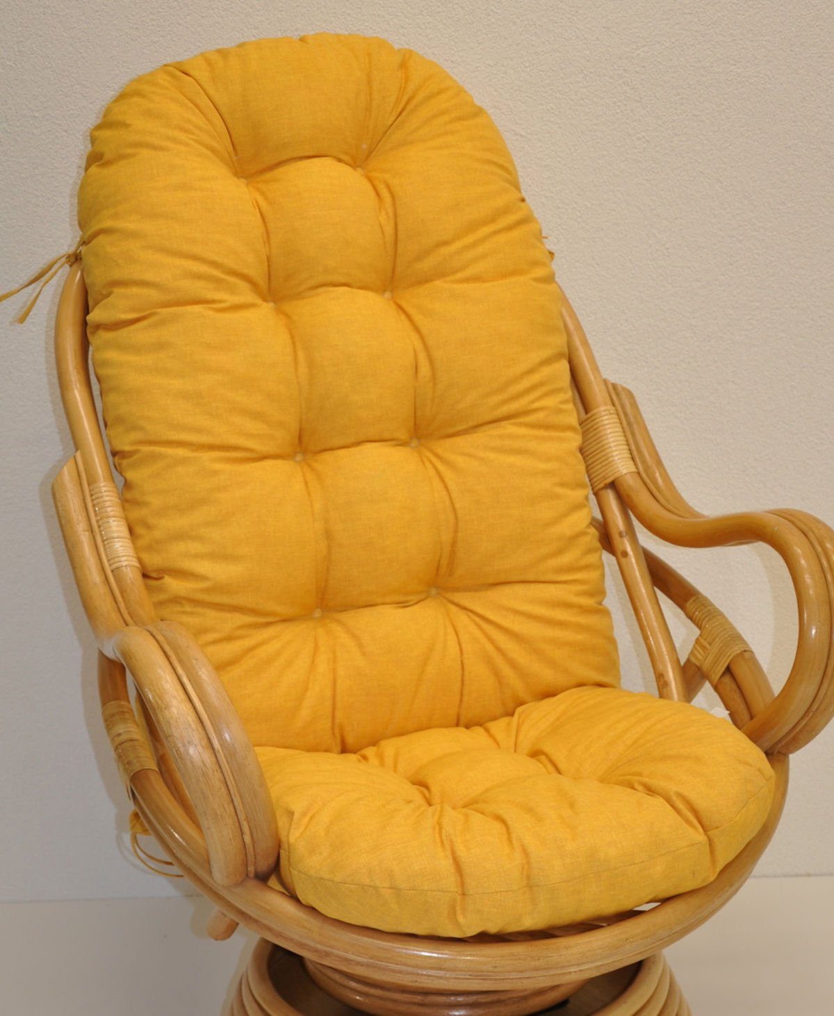 Rattani Sesselauflage Polster für Rattan Schaukelstuhl, Drehsessel L 135 cm, Color gelb | Sessel-Erhöhungen