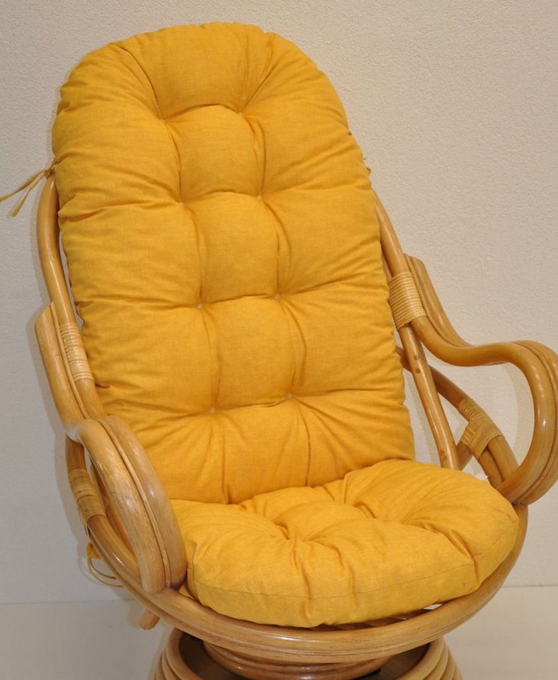 Rattani Sesselauflage Polster für Rattan Schaukelstuhl, Drehsessel L 135  cm, Color gelb