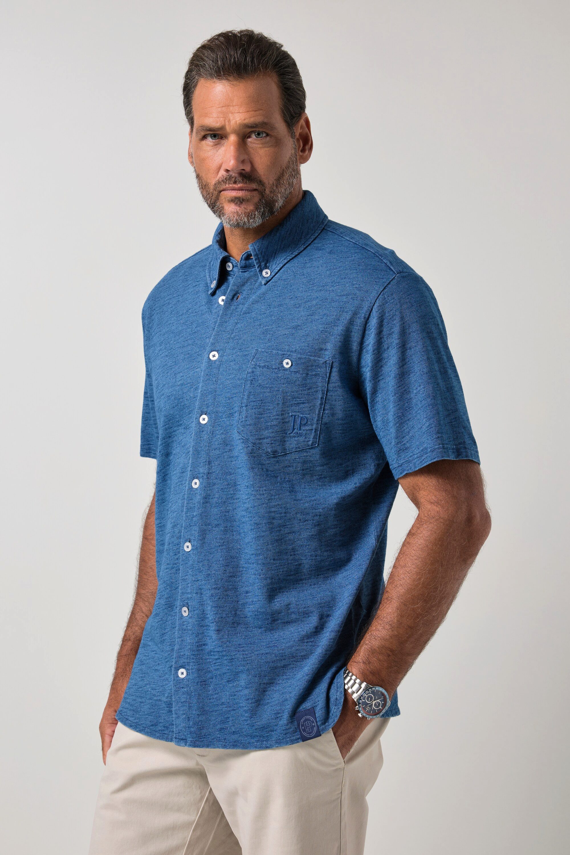 JP1880 Kurzarmhemd Jerseyhemd Halbarm Buttondown-Kragen Modern Fit
