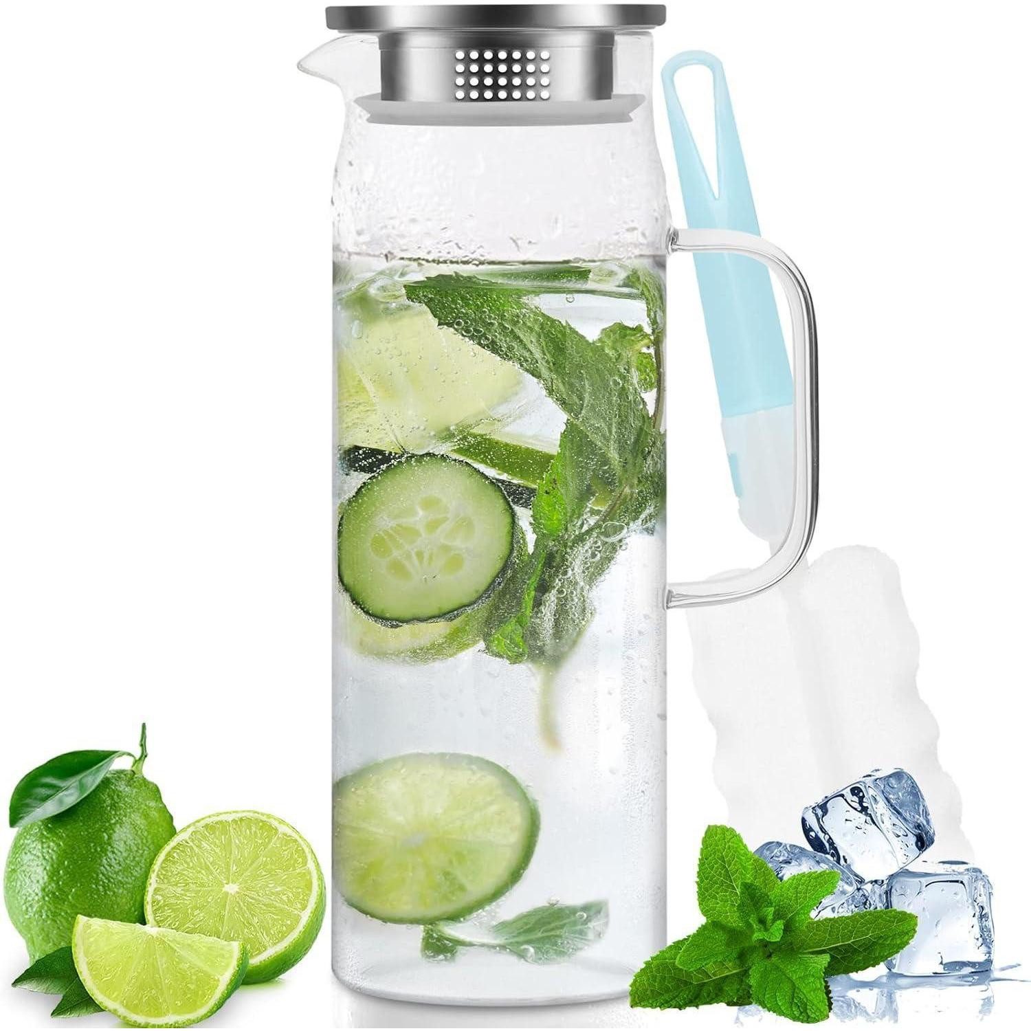 LuxusKollektion Wasserkaraffe Wasserkrug Glas Karaffe 1,5 Liter Versiegelter Deckel Transparent
