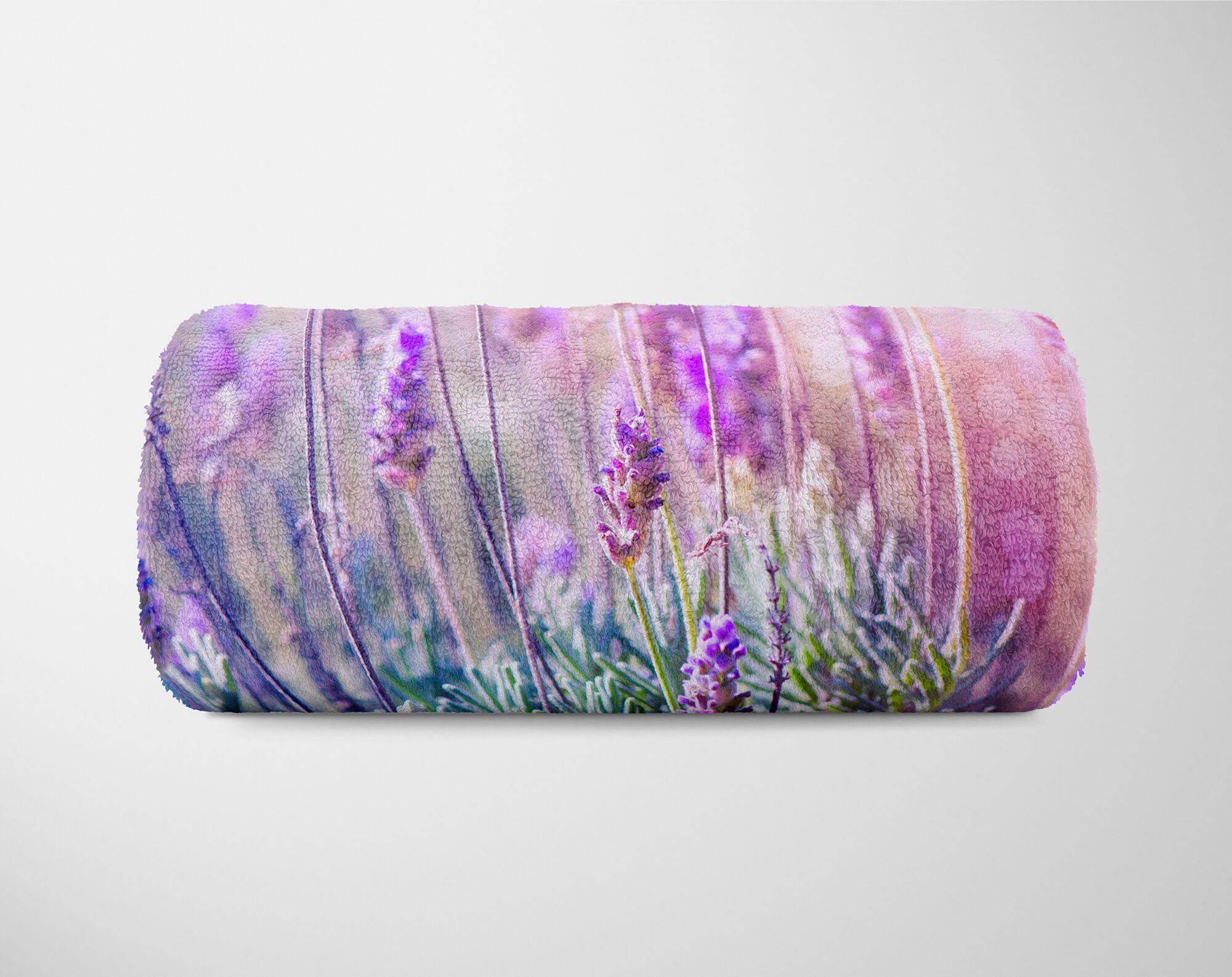Sinus Art Handtücher Handtuch Lavendel Saunatuch Sc, Sommer Fotomotiv Baumwolle-Polyester-Mix Handtuch Kuscheldecke Strandhandtuch (1-St), mit