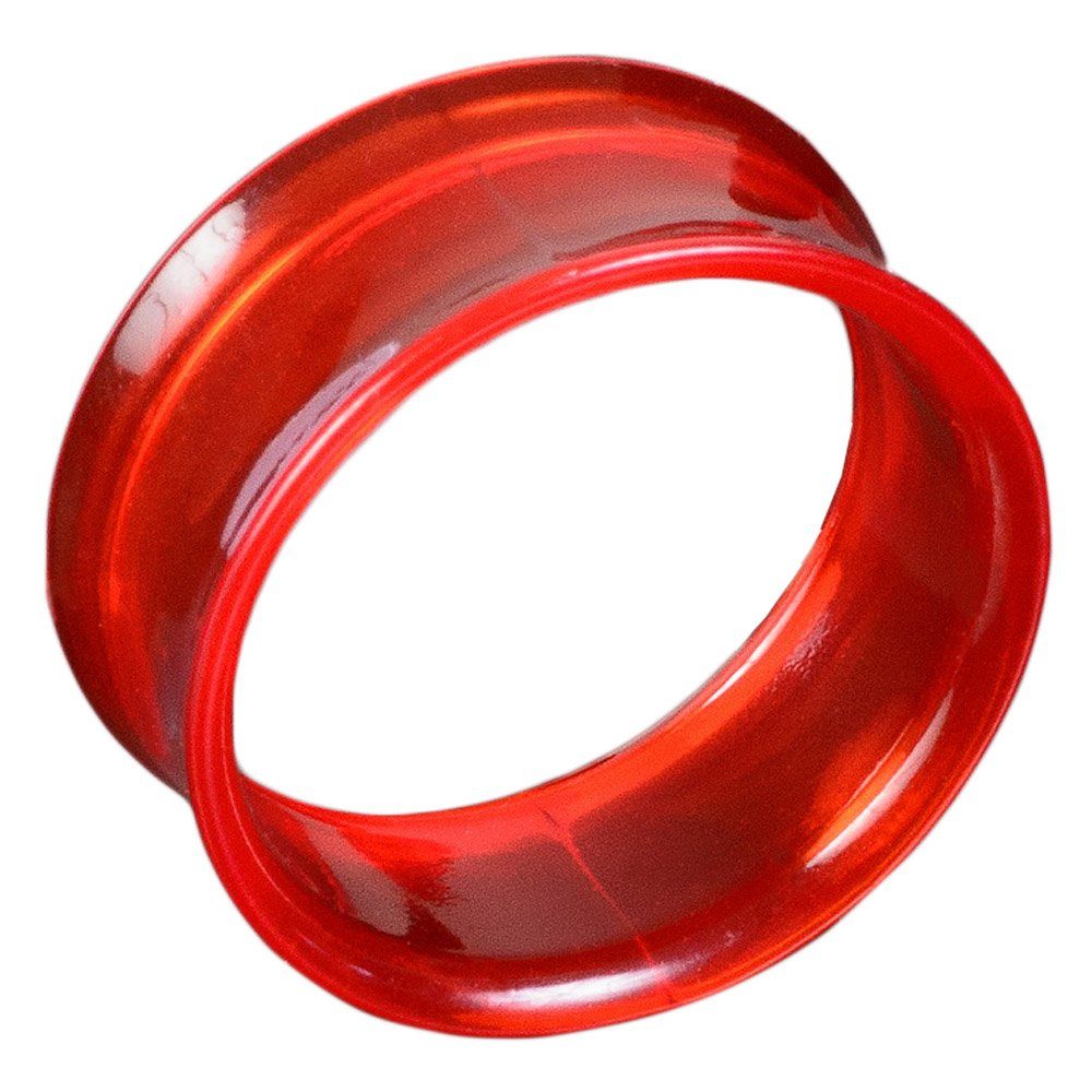 viva-adorno Plug 1 Stück Double Flared Flesh Tunnel Tube Tunnel Ohr Piercing, ohne Gewinde Kunststoff Acryl Größe 3-22mm Rot