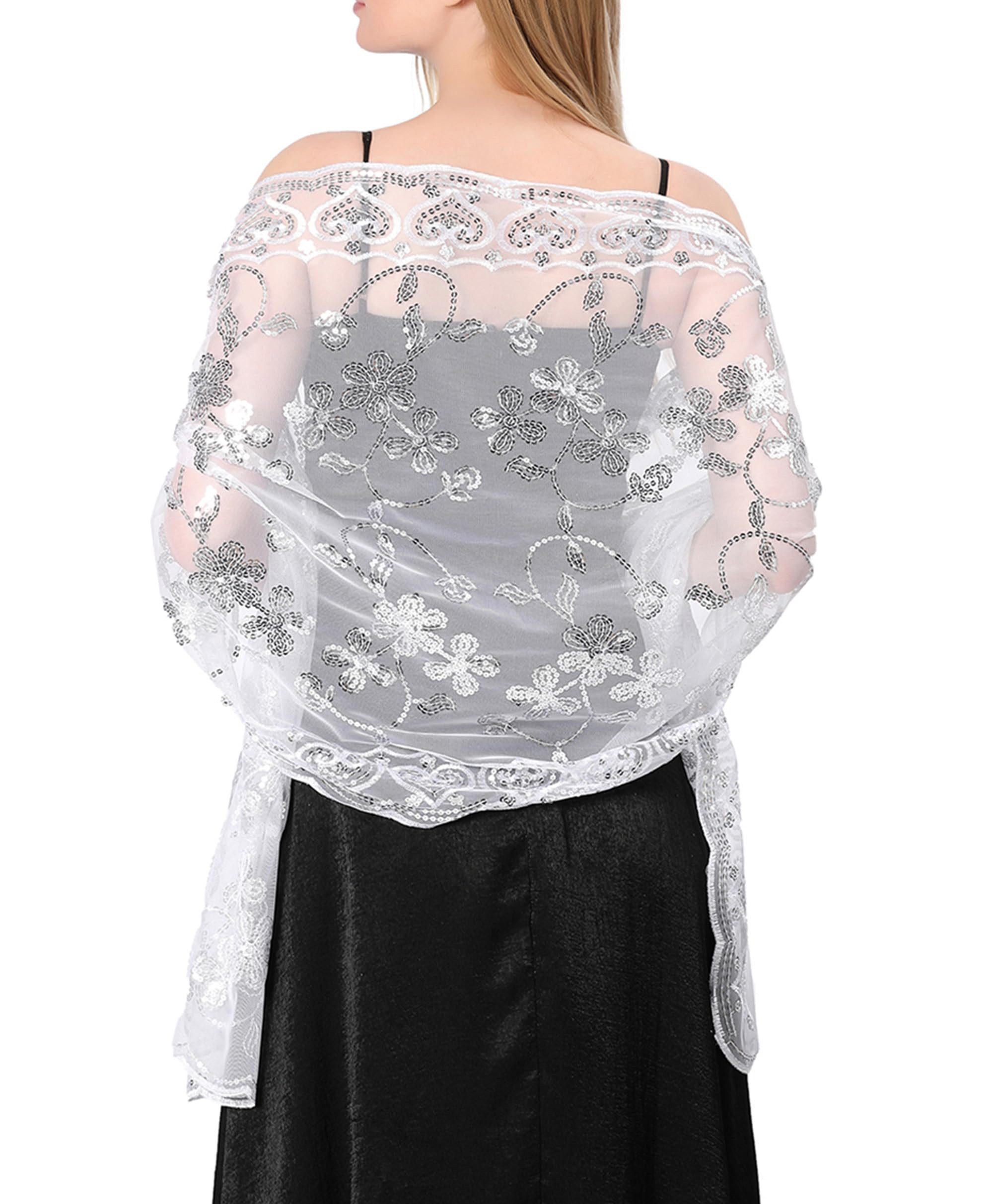 Zaewry Modeschal Schals und Tücher für Abendkleider – Elegante, transparente Damen, Jahre mit Blumenmuster, ideal für Hochzeiten