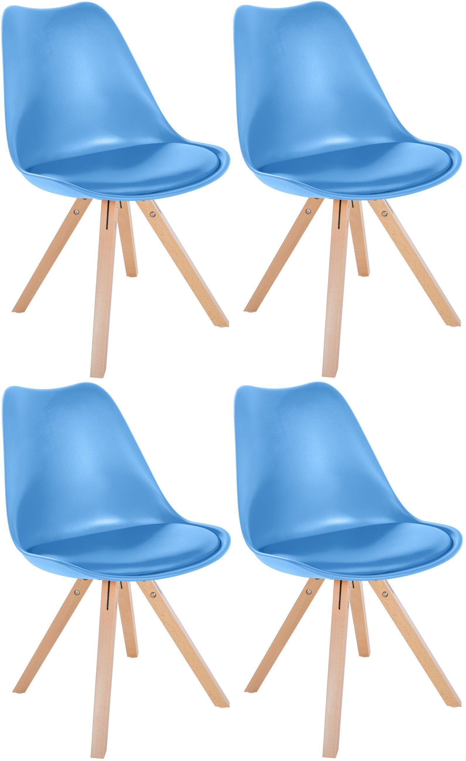 CLP Esszimmerstuhl Sofia Kunststoff (4er Set), gepolstert, Holzgestell hellblau | Stühle