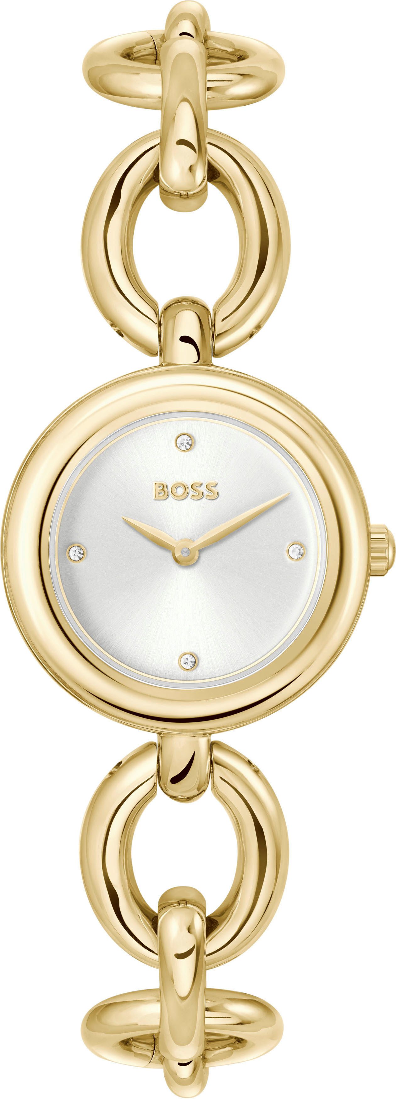BOSS Quarzuhr LIVE 1502792, Armbanduhr, Damenuhr, Edelstahlarmband, analog, günstig online kaufen