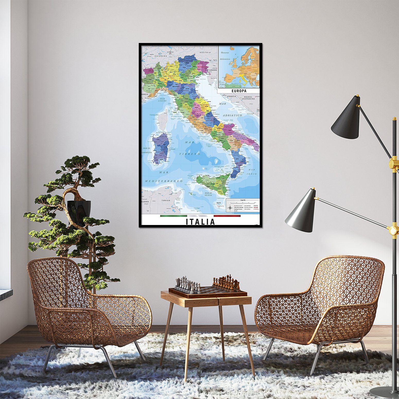 Grupo Erik Poster Mappa Italia Fisico Politico Karte von Italien 61 x 91,5 günstig online kaufen
