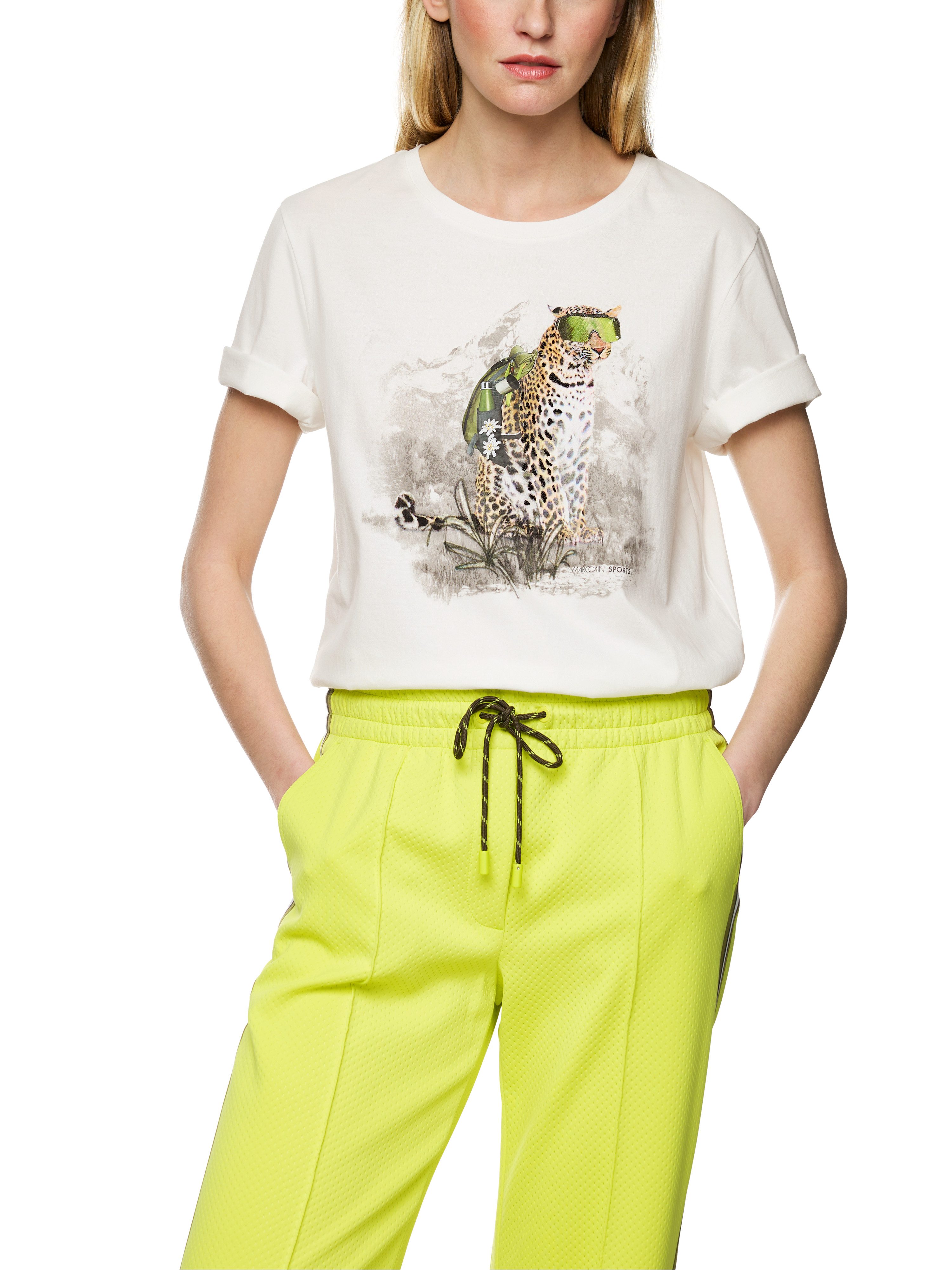 Marc Cain T-Shirt Leo Hike Premium Damenmode Rundhals, mit Leo-Print, gerad günstig online kaufen