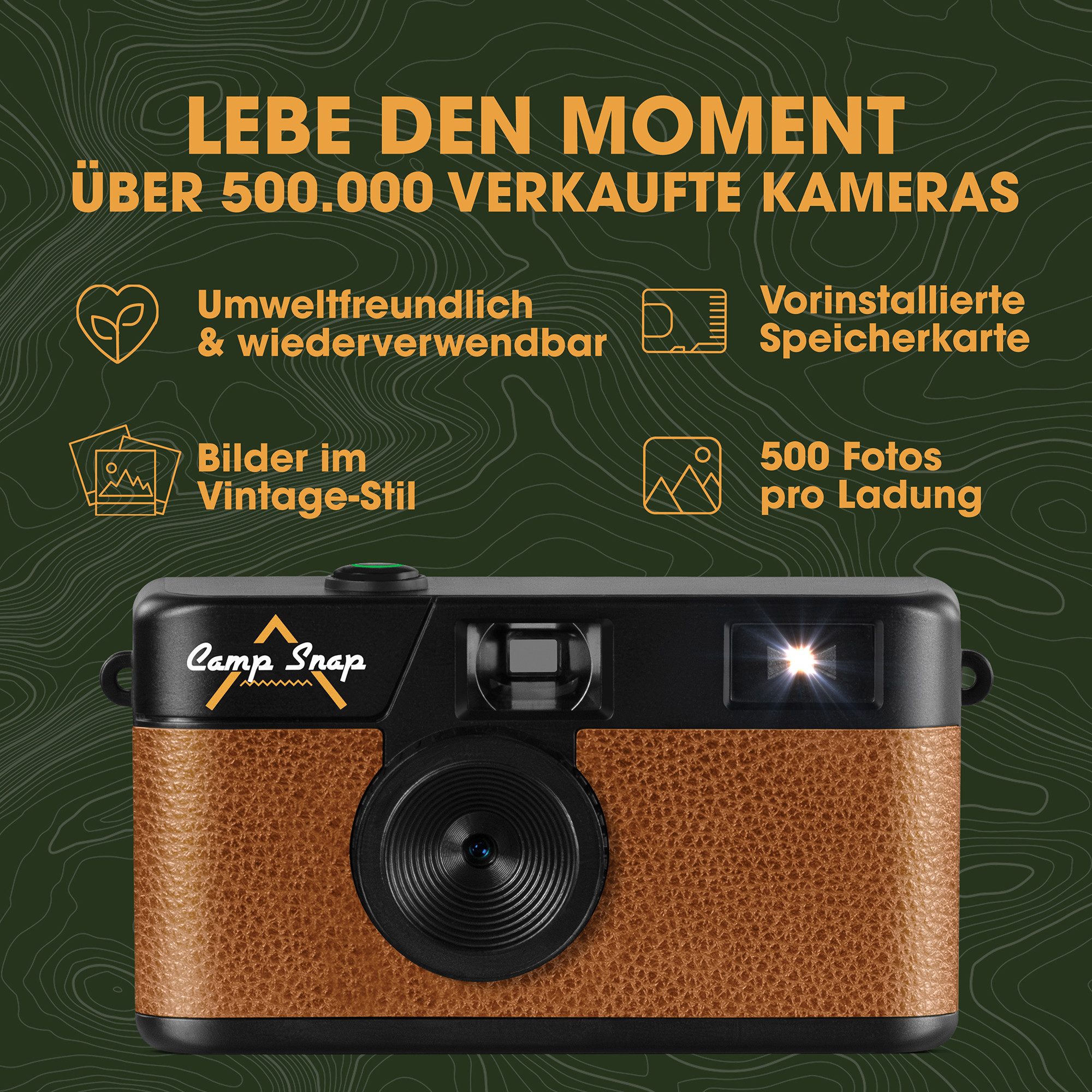 Camp Snap CS-V105 Retro-Digitalkamera im Vintage-Look, ohne Display, Kompaktkamera (8 MP, inkl. Kamera inkl. USB-C-Kabel, Bedienungsanleitung, Verpackung, 8 MP, – Bild 3 von 5