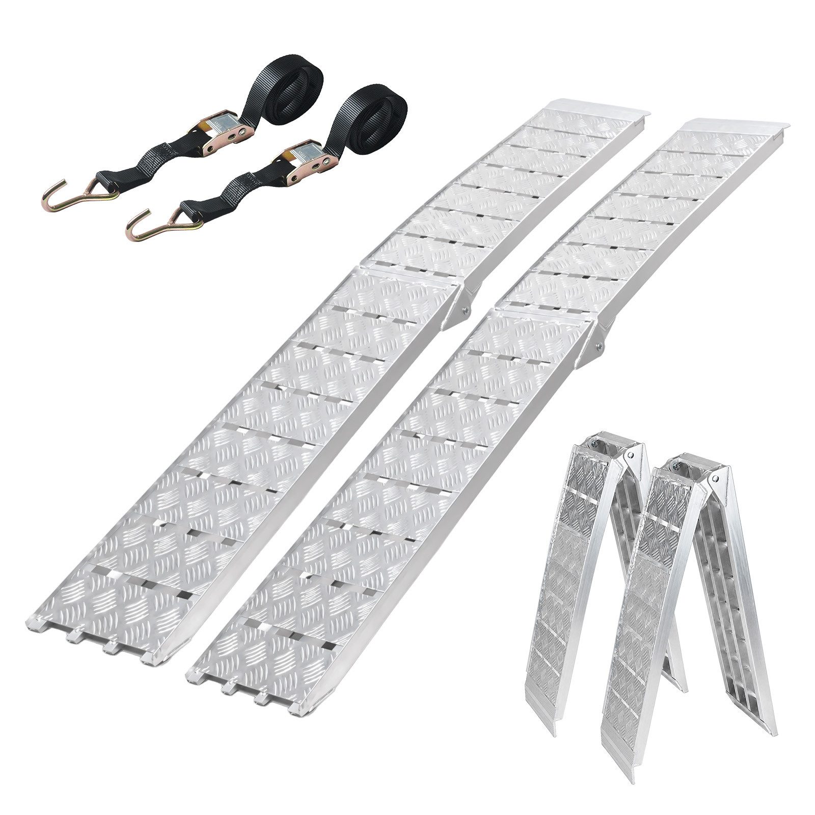 TRUTZHOLM Auffahrrampe klappbar 226 cm Traglast 1360 kg Alu Motorradrampe Verladerampe 2x (2-St., Inkl. 2x Spanngurt), stabile Konstruktion, hochwertige Verarbeitung, kompakte Bauweise