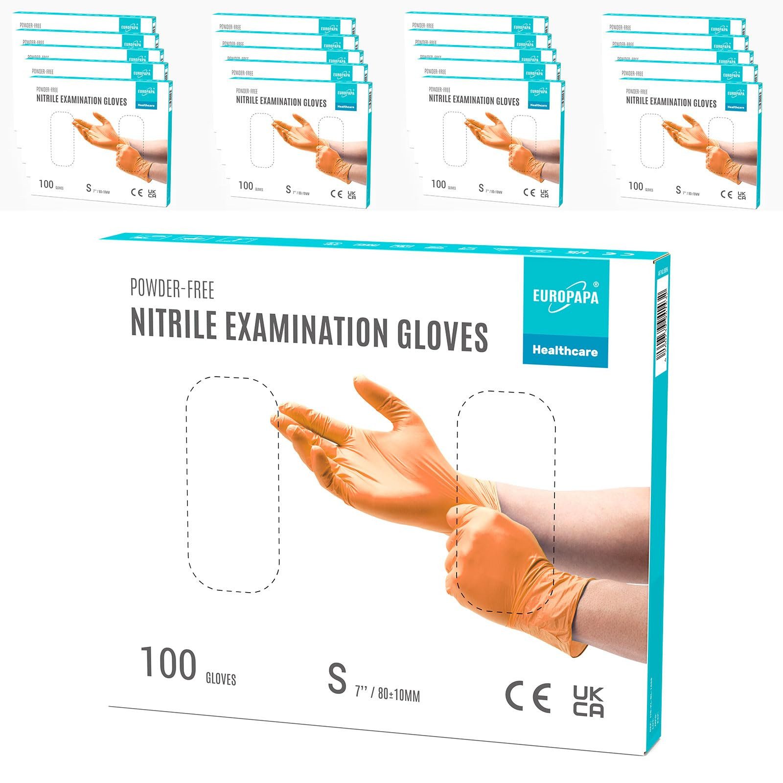 EUROPAPA Einweghandschuhe Nitril-Handschuhe Medical Einmalhandschuhe Untersuchungshandschuhe (Set, 2000 Stück, puderfrei ohne Latex, Gummihandschuhe) Resistente al taglio, antistrappo, senza lattice, senza talco
