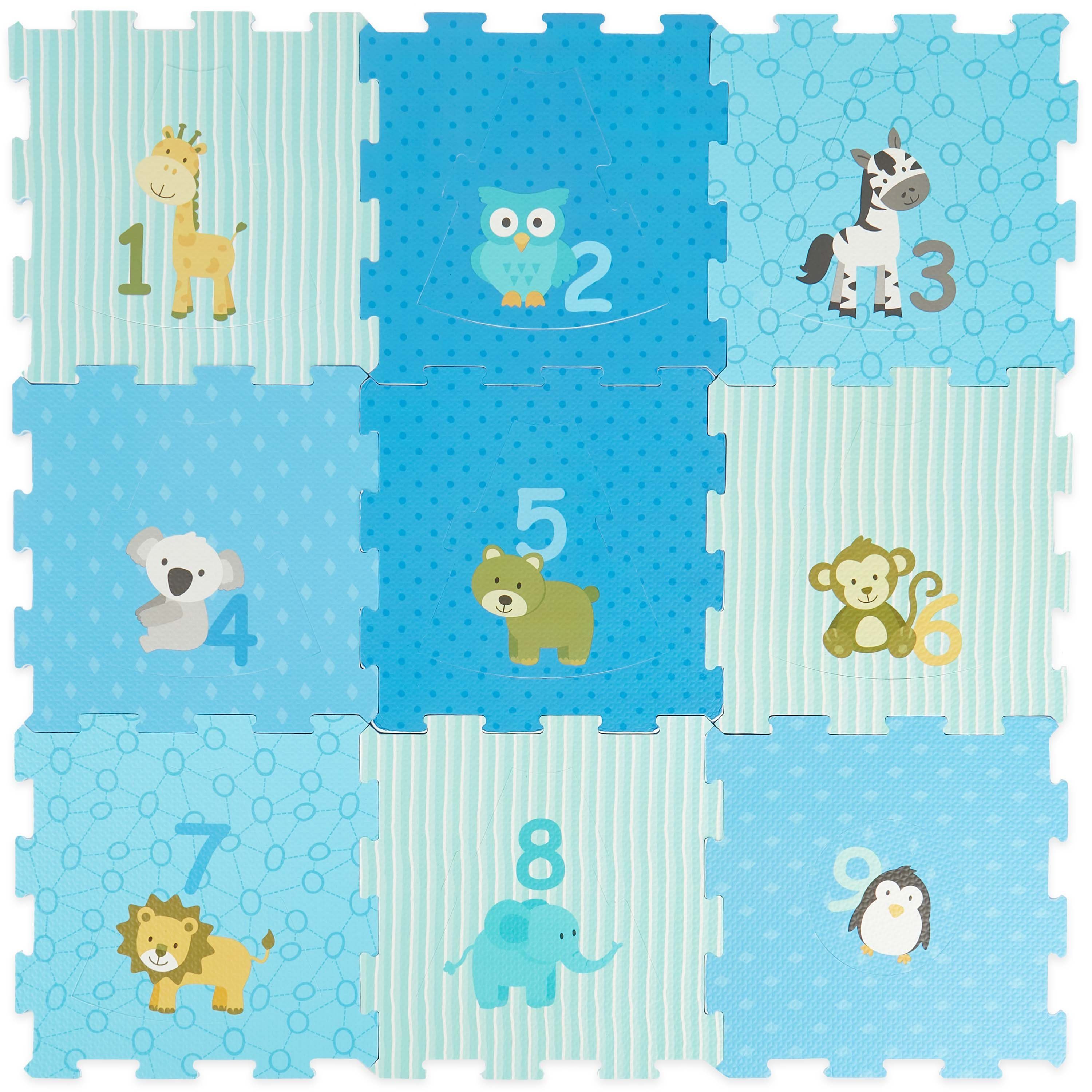 BIECO Steckpuzzle Bieco Puzzlematte 18 tlg. Spielmatte Baby XXL Puzzle Kinder Krabbeldecke Baby Spielmatte Kinder Turnmatte Kinder Kinder Teppiche Krabbelmatte Baby Buchstaben Lernen Spielteppich Junge, Puzzleteile