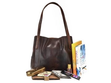 Greenburry Shopper "Rugged" Schultertasche Damen 32x29cm Leder teak braun, elegante Damentasche, Hobo Bag