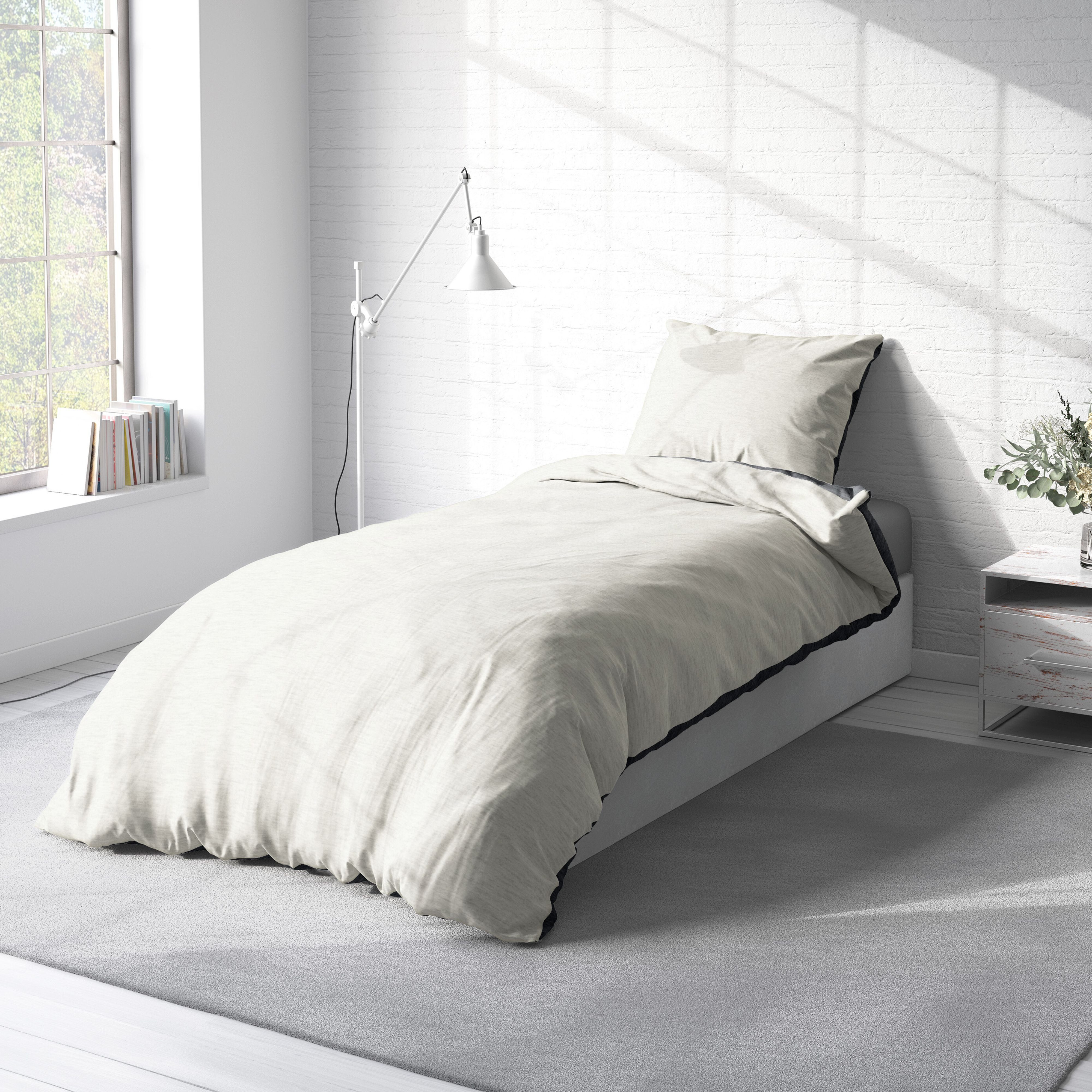 One Home Bettwäsche Melange, Flanell, 4 teilig, modern meliert, Baumwolle kuschelig warme weiche Biber Winter