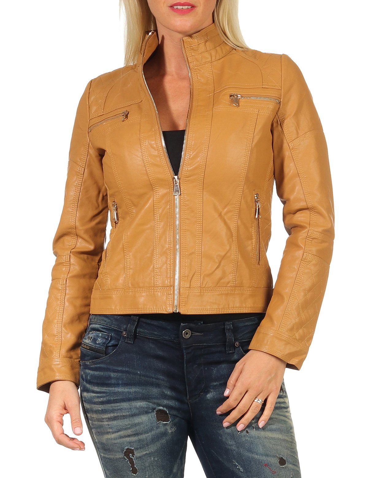 Lederimitatjacke malito Damen Jacke, Kunstleder Jacke, lässige Biker Jacke, Jacke