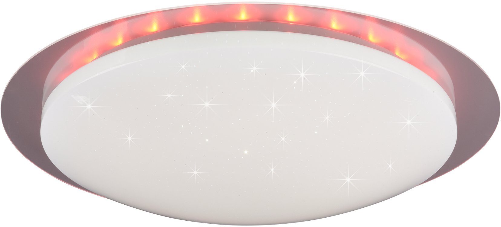 TRIO Leuchten LED Deckenleuchte Joleen, Dimmer, getrennt schaltbar, mehrere  Helligkeitsstufen, LED fest integriert, Farbwechsler, Ø 48 cm mit RGB  Backlight, Starlight-Effekt, inkl. Fernbed., Dimmer