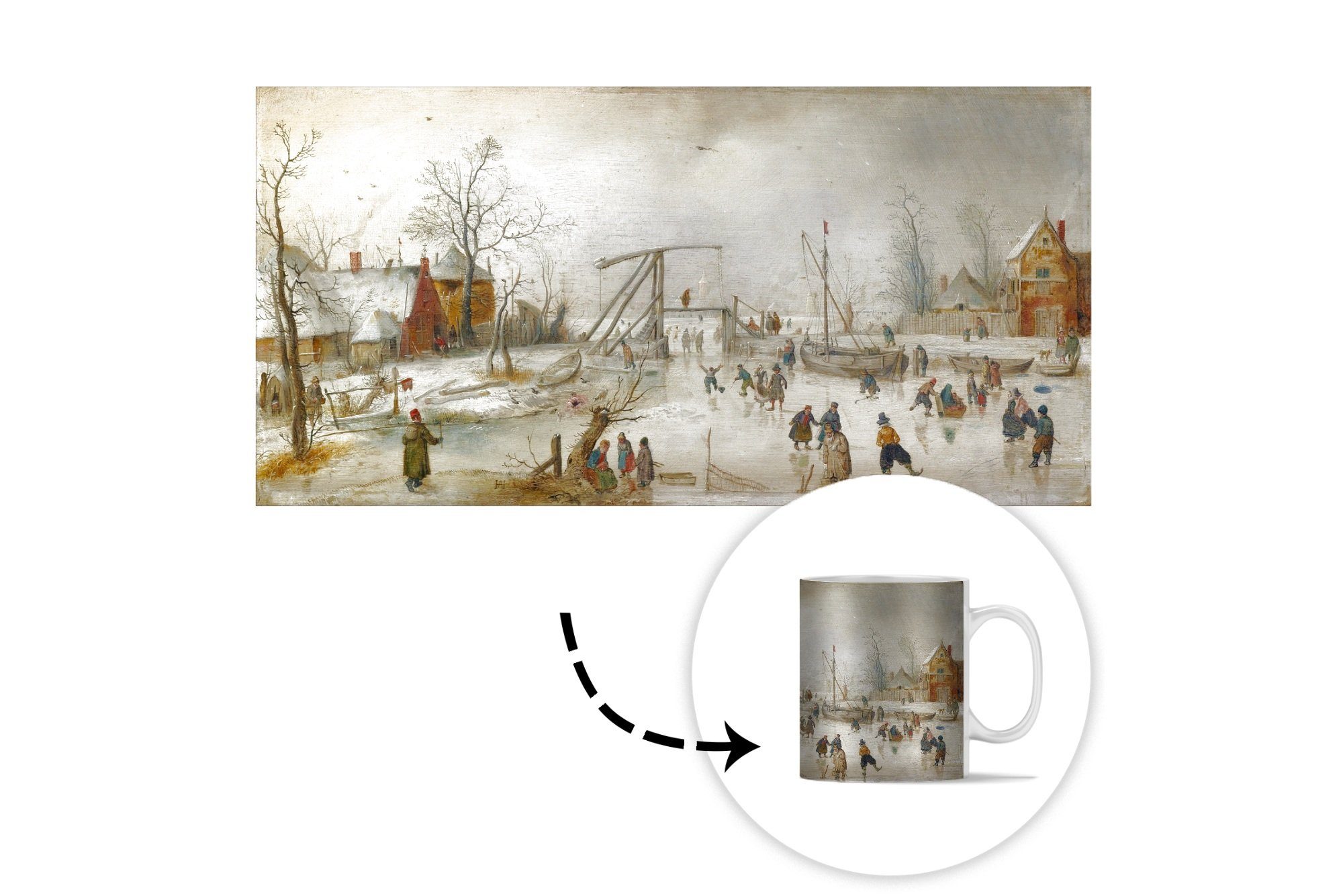MuchoWow Tasse Eisszene - Gemälde Geschenk Teetasse, Hendrick Kaffeetassen, Teetasse, Keramik, Becher, von Avercamp