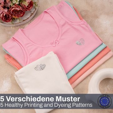 LOREZA Unterhemd 5er Set Mädchen Unterhemden - Strass - Bunt (Set, 5-St)