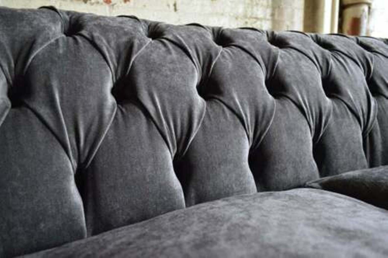 Design Couch Chesterfield-Sofa Chesterfield Luxus Grauer Polstermöbel Neu, Dreisitzer Made JVmoebel in Europe