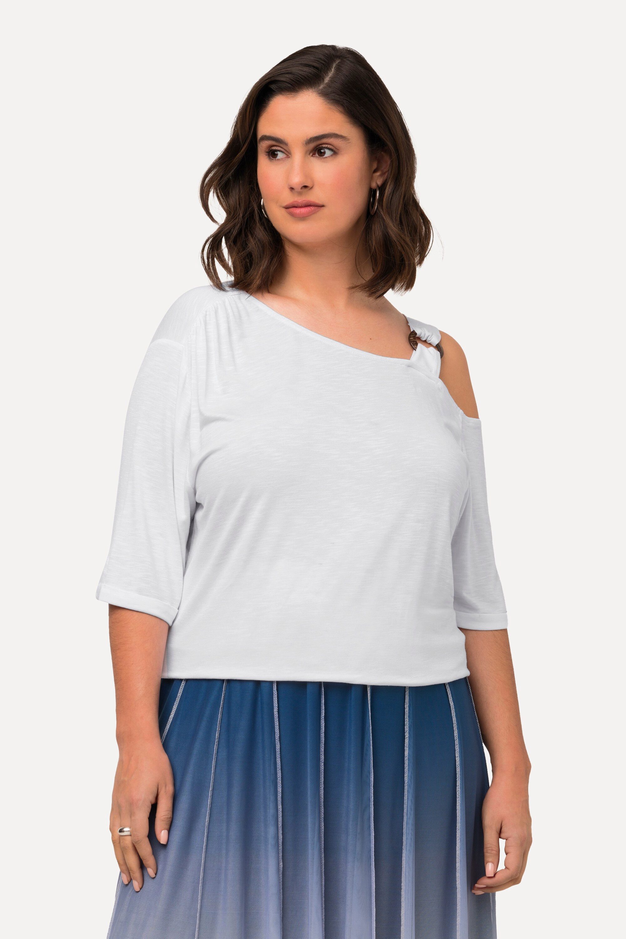 Ulla Popken T-Shirt T-Shirt Cut-Out gekräuselte günstig online kaufen